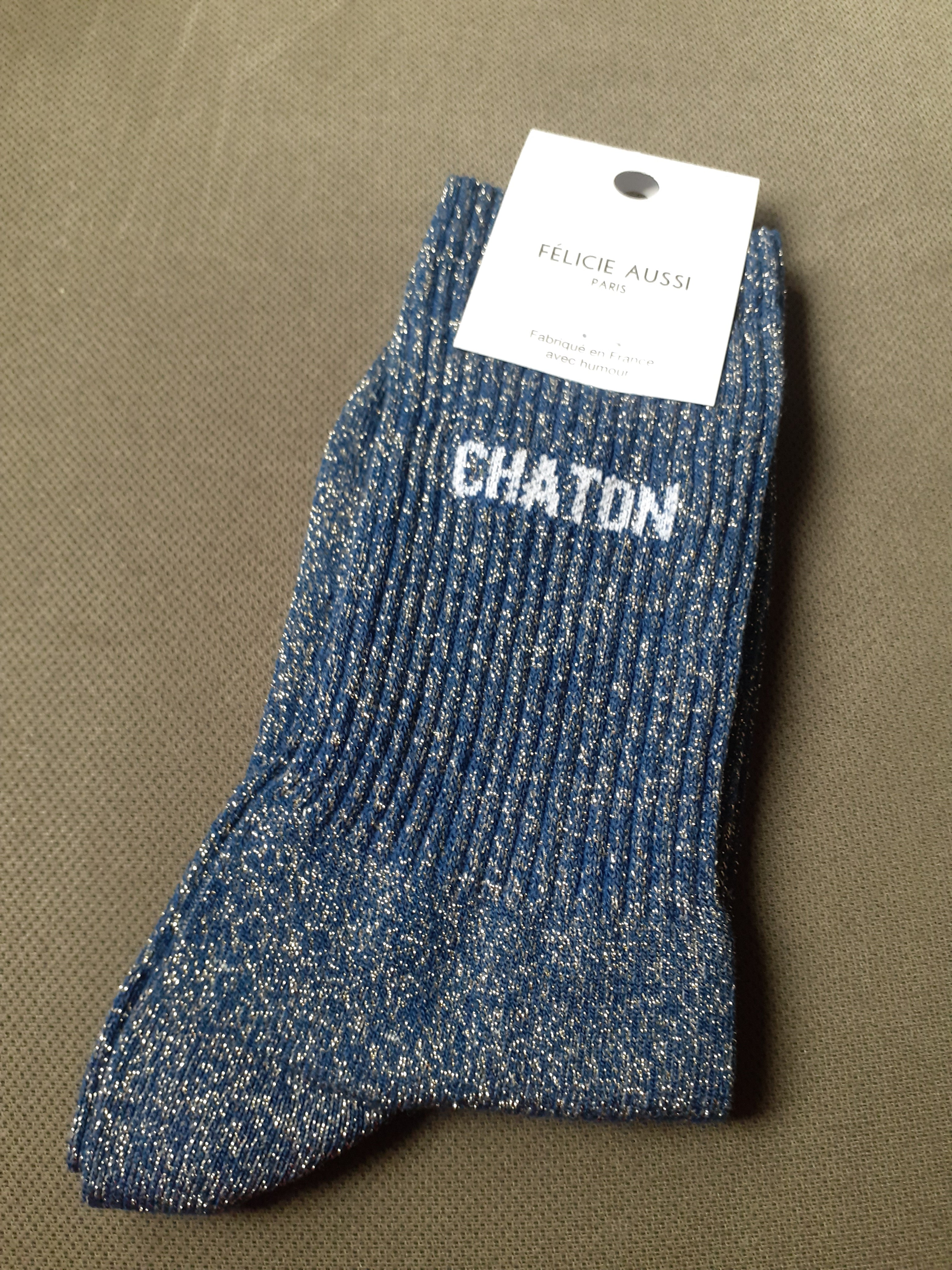 Sparkly socks - CHATON - navy 36/40