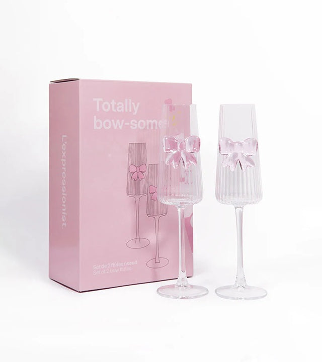 Coffret Duo Flûtes avec nœud rose