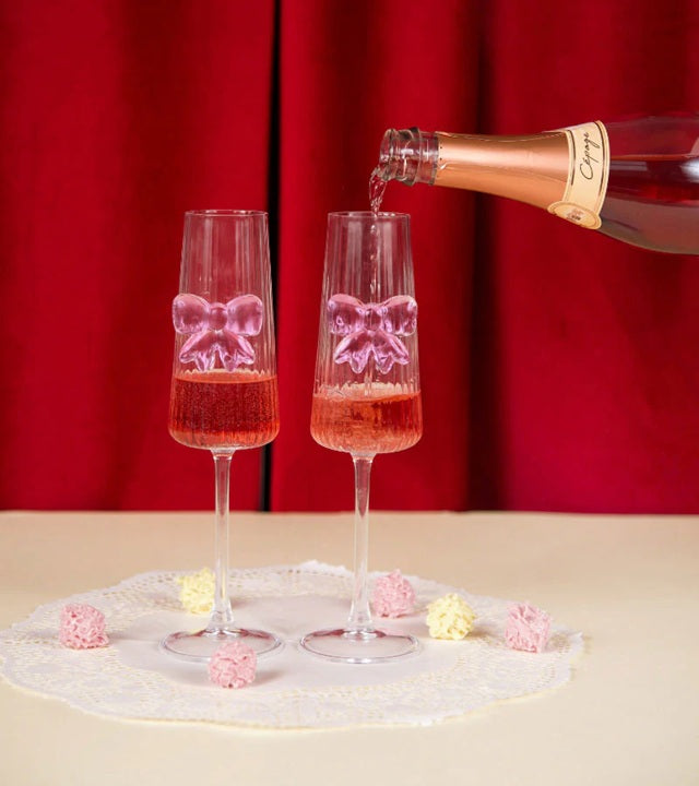 Coffret Duo Flûtes avec nœud rose