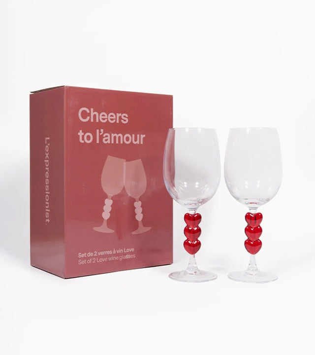 Wine Glass Duo Set with Hearts