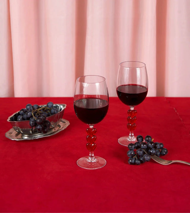 Wine Glass Duo Set with Hearts