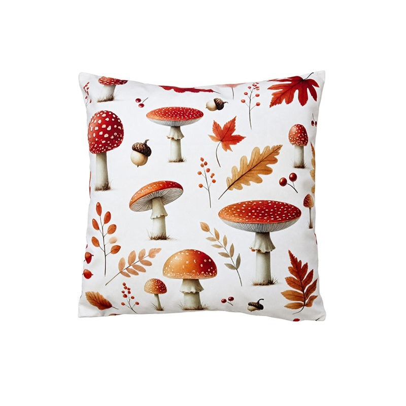 Clayre & Eef Coussin 45x45cm champignons & feuilles GM