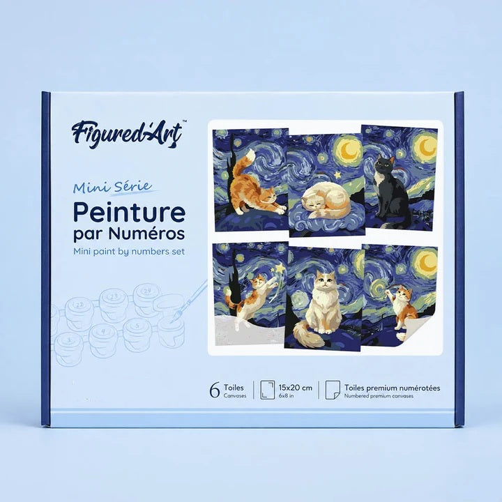 Série Peintures par numéros Chats Nuit étoilée