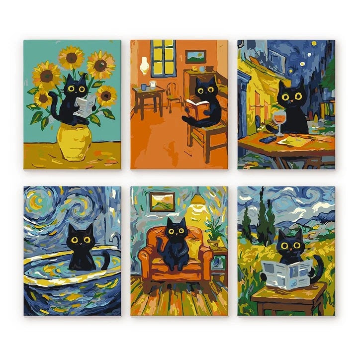 Série peintures par numéros Chat style Van Gogh
