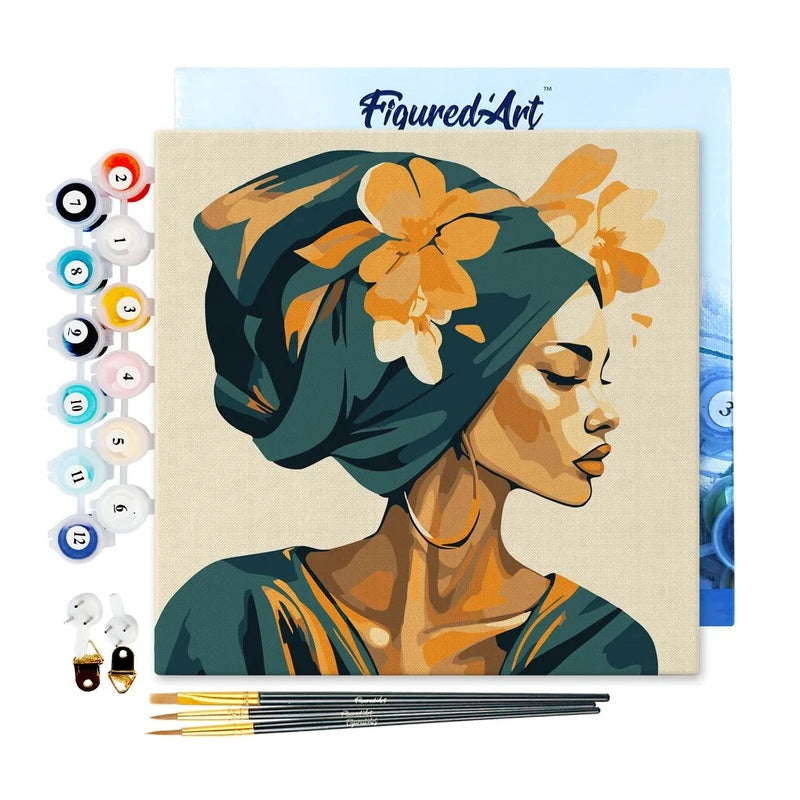 Peinture par numéros Femme Turban Floral
