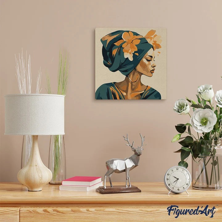 Peinture par numéros Femme Turban Floral