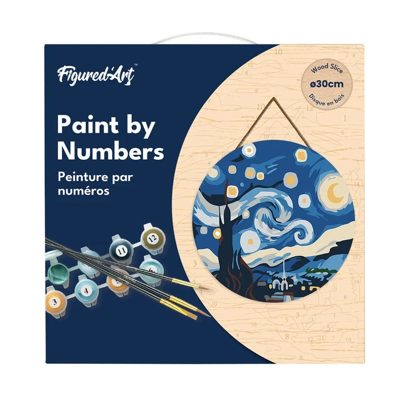 Peinture par numéros Nuit Étoilée Van Gogh sur disque en bois