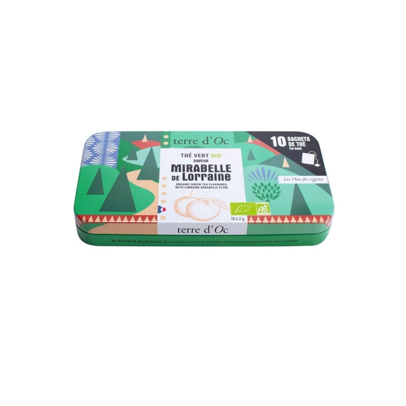 Terre d'Oc - Boîte nomade 10 sachets - Thé vert BIO mirabelle de Lorraine