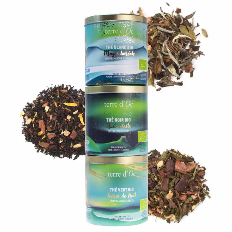 Terre d'Oc - Trio Thés BIO de Noël - boîtes vrac 2x50gr et 1x25gr (DDM 10/2025)