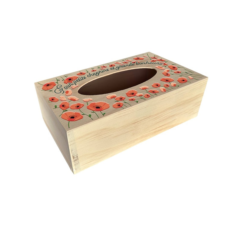 Boîte à mouchoirs en bois - Pour petits chagrins et grands bonheurs