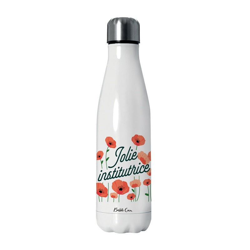 Bouteille isotherme 500ml - Jolie Institutrice (coquelicots)