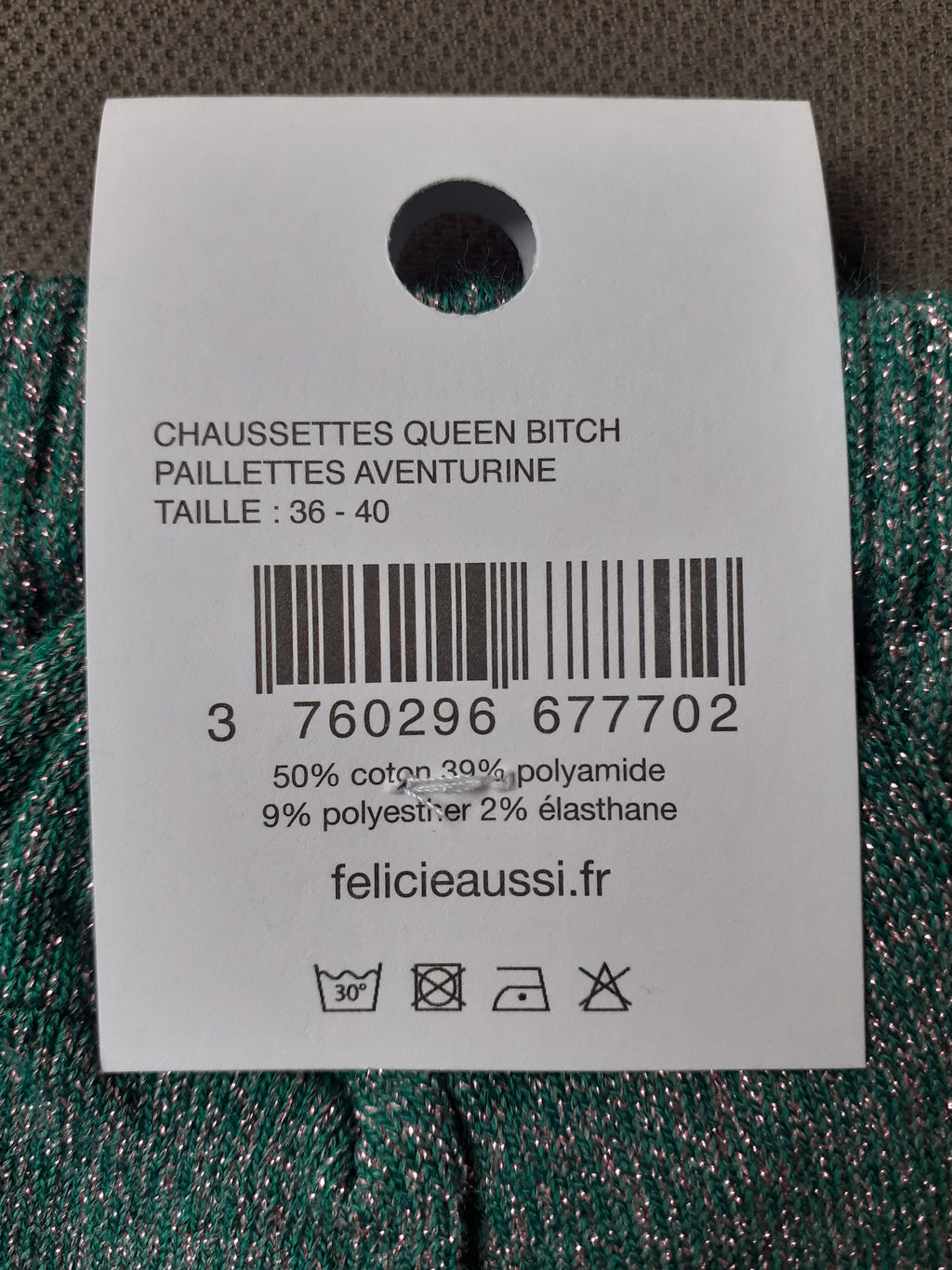 Sparkly socks - QUEEN BITCH - aventurine 36/40