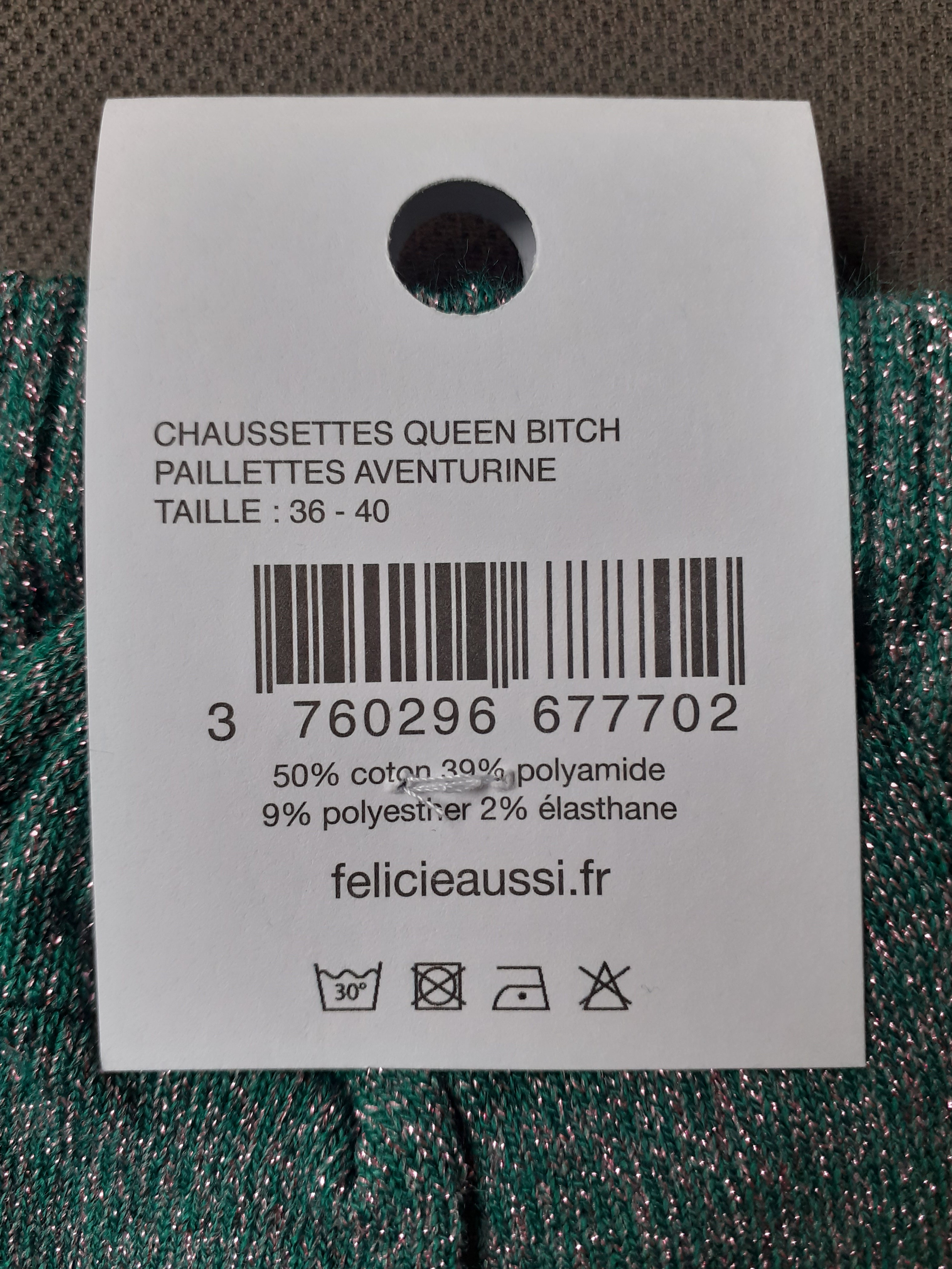 Sparkly socks - QUEEN BITCH - aventurine 36/40