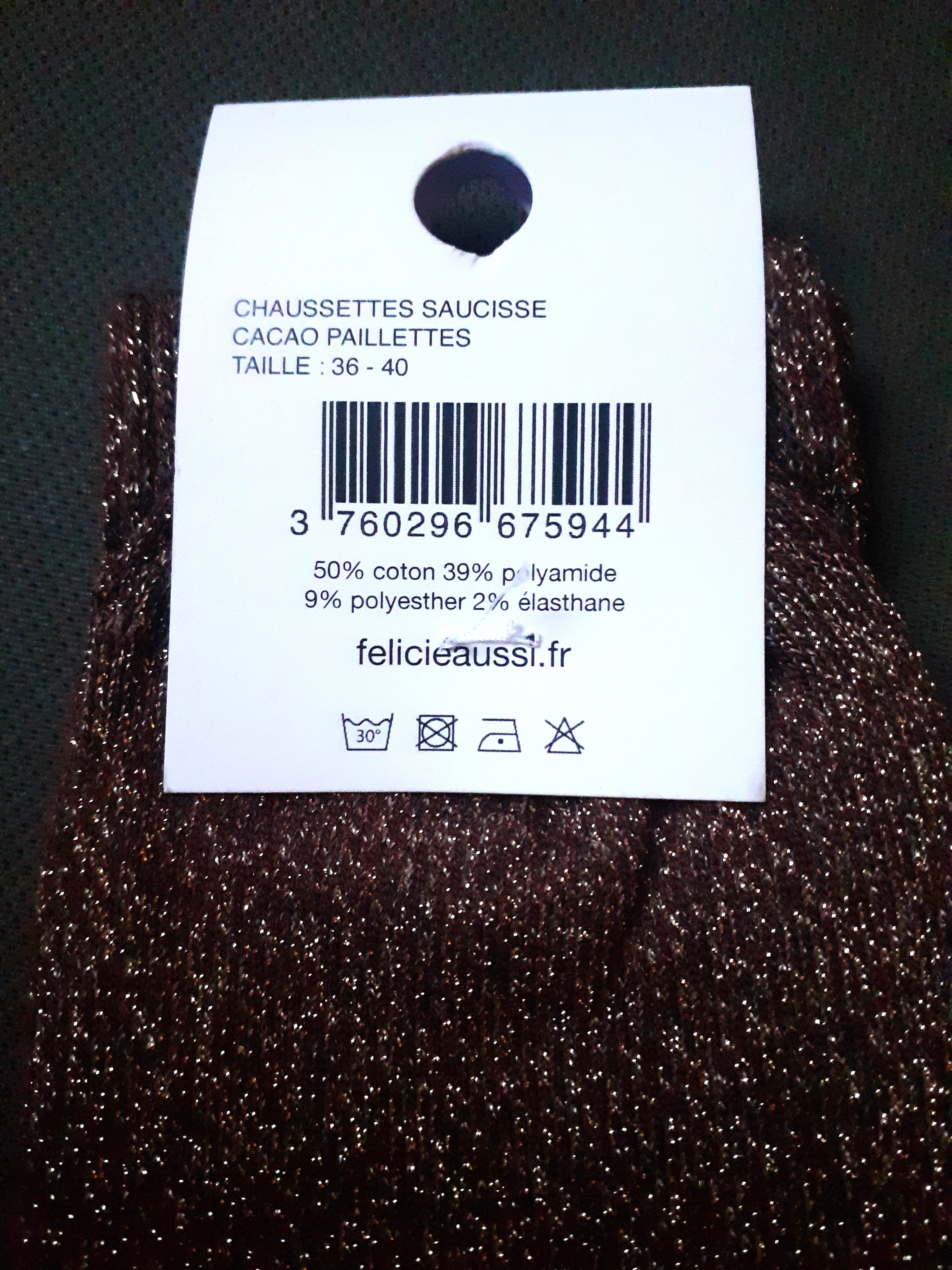 Sequined socks - SAUCISSE - cocoa 36/40