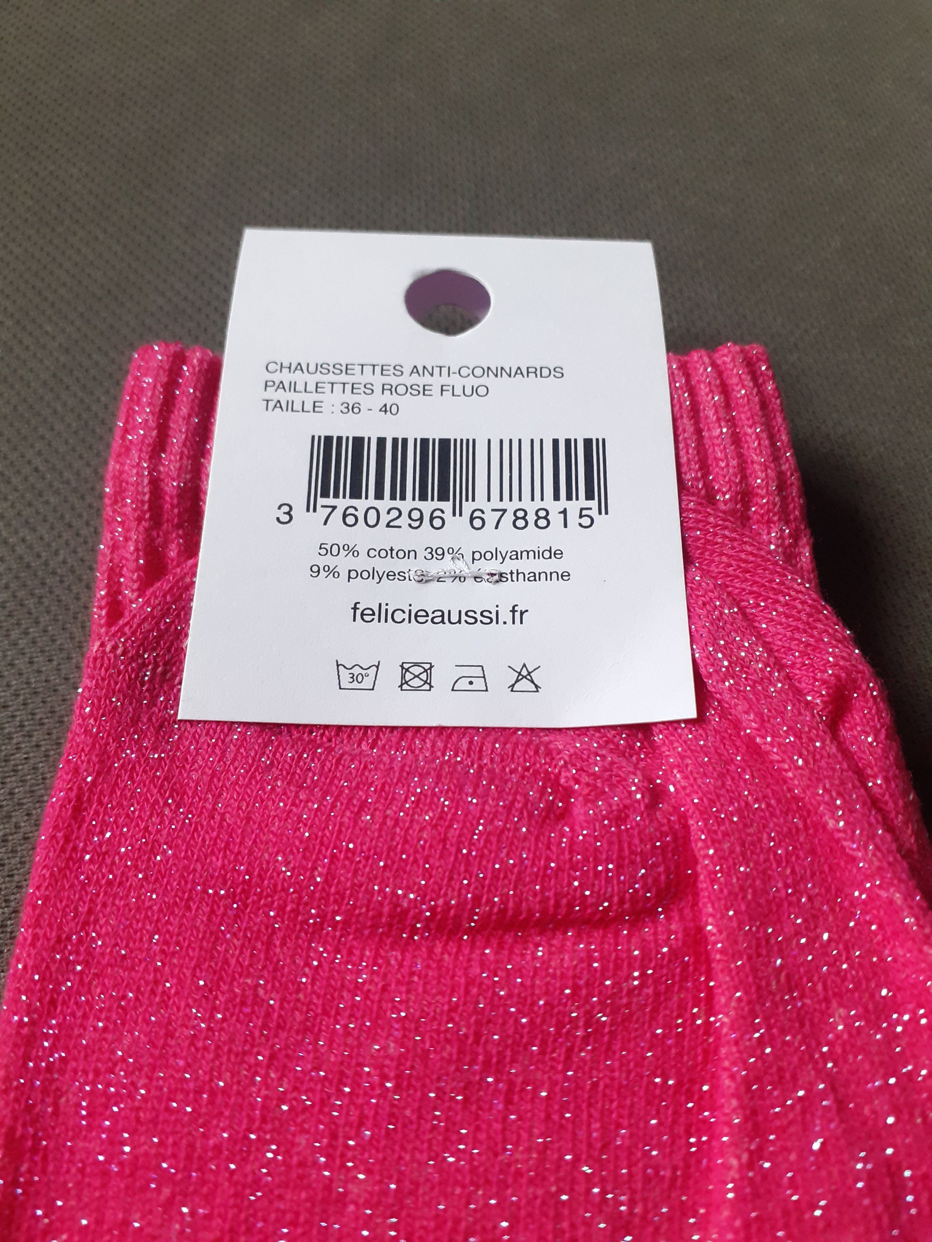 Chaussettes à paillettes - Anti-Connards - rose 36/40