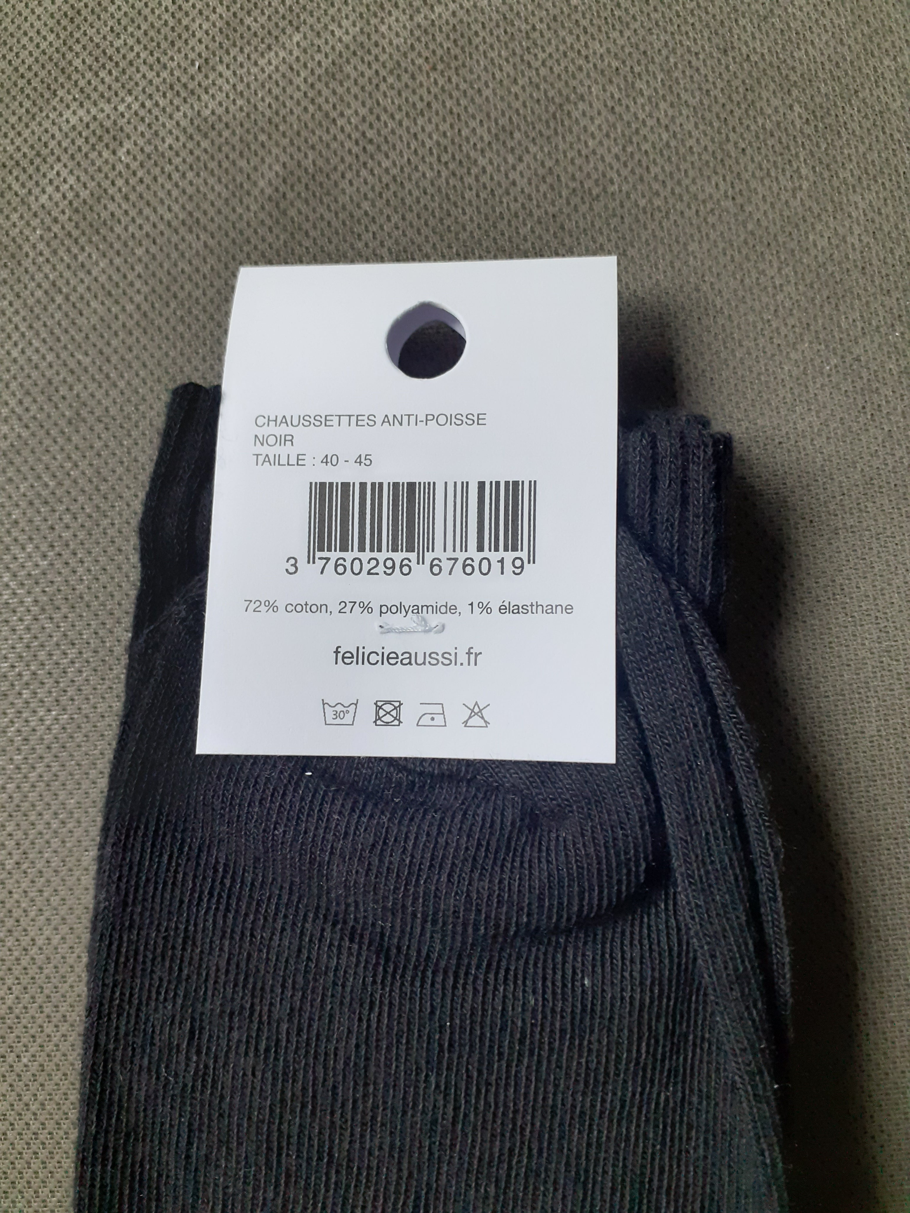 Chaussettes - ANTI-POISSE - noir 40/45