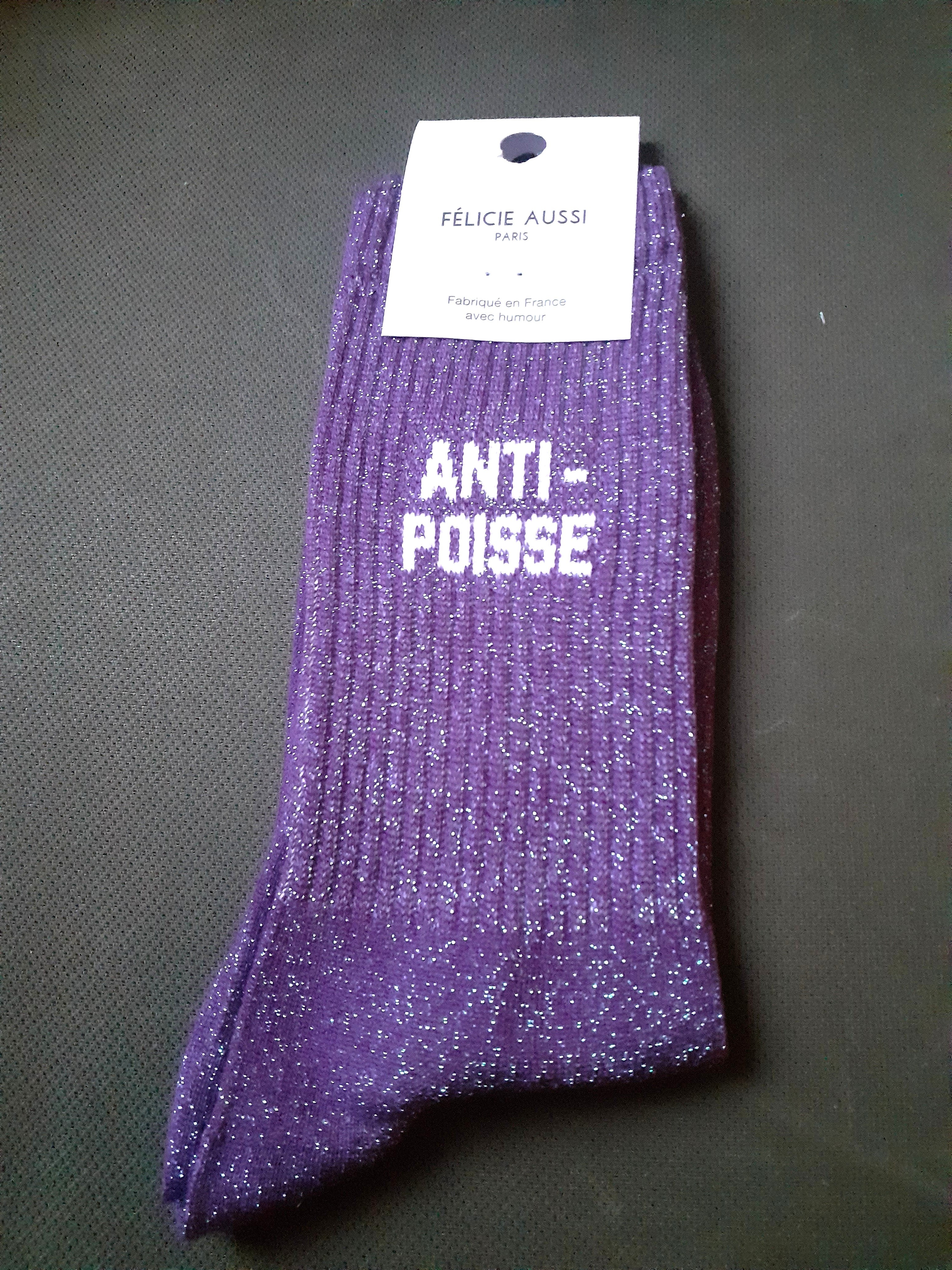 Chaussettes à paillettes - Anti-Poisse - violet 36/40
