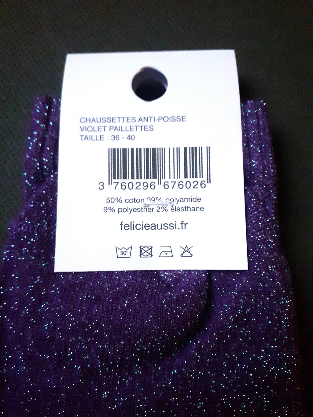 Sparkly Socks - Anti-Poisse - purple 36/40