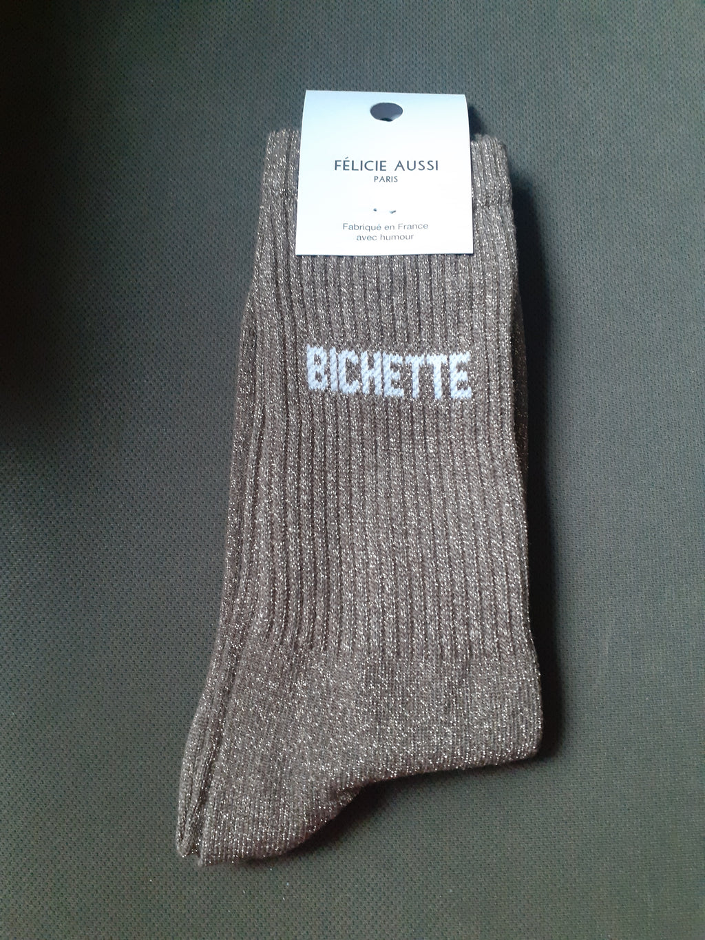 Glitter Socks - BICHETTE - brown 36/40