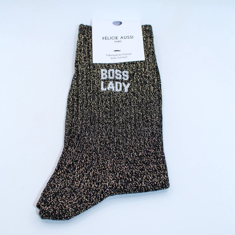 Félicie Aussi chaussettes à paillettes Boss Lady noire 36-40