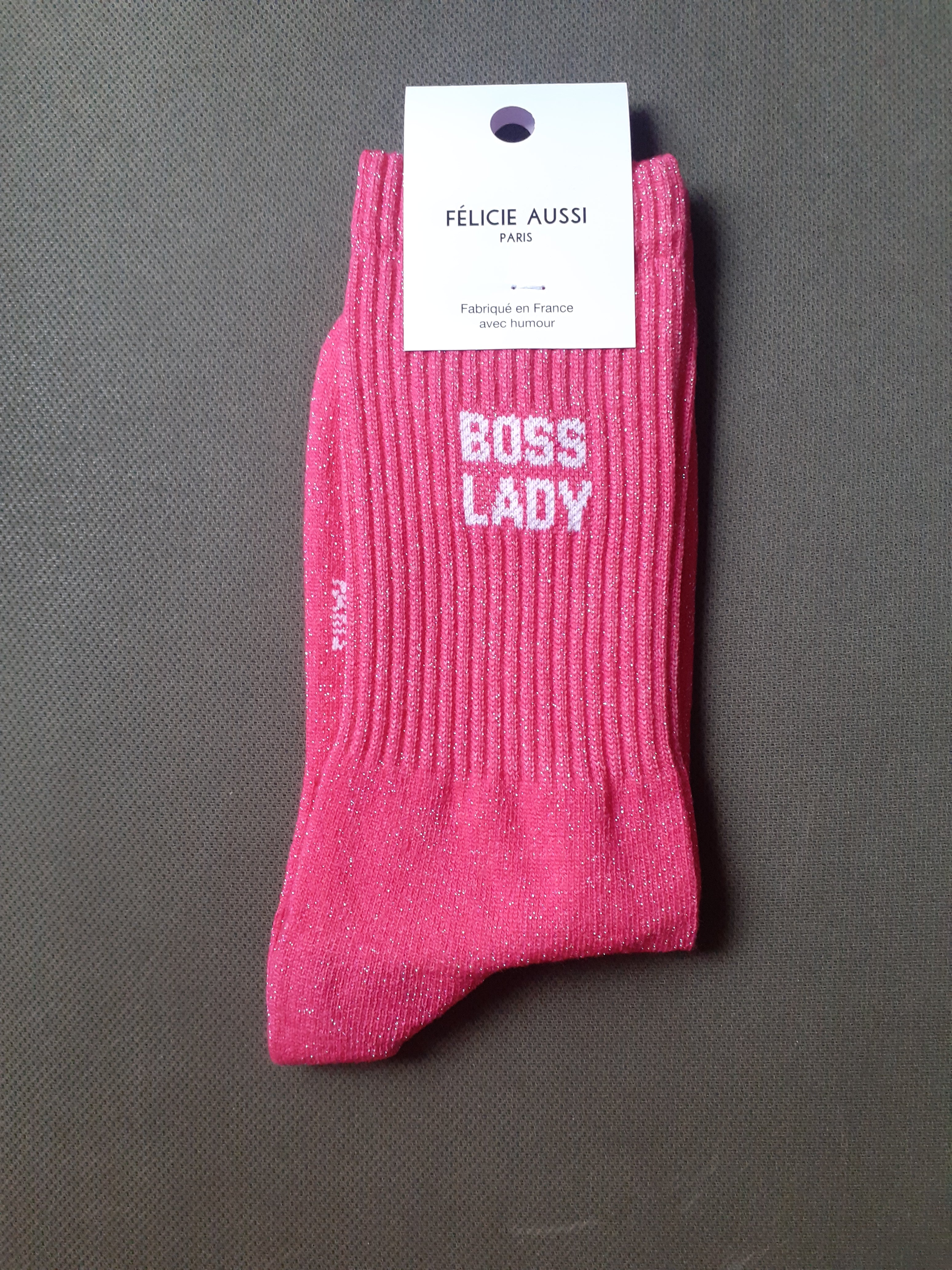 Glitter Socks - BOSS LADY - fuchsia 36/40