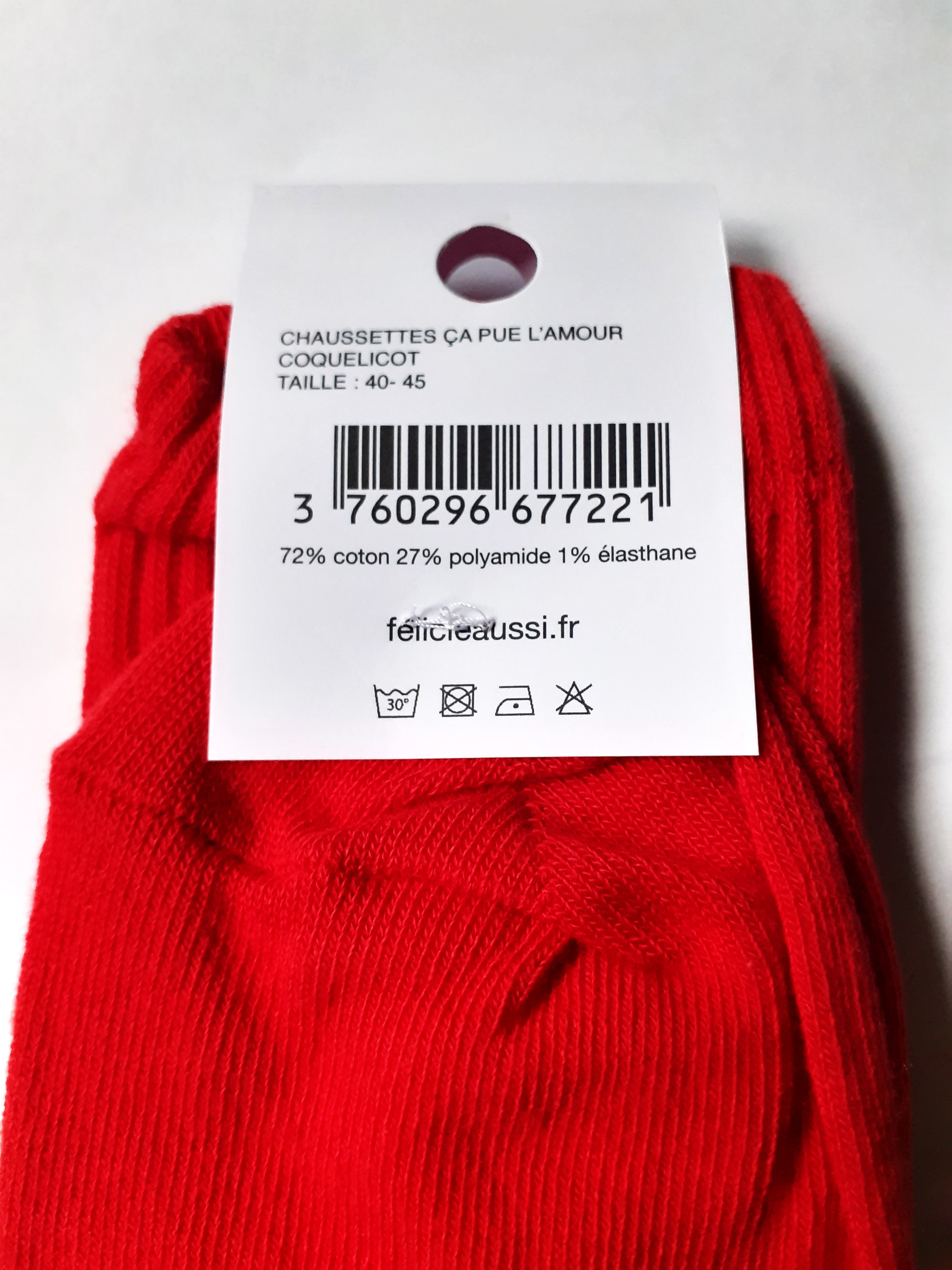 Chaussettes - Ça Pue L'AMOUR - rouge coquelicot 40/45