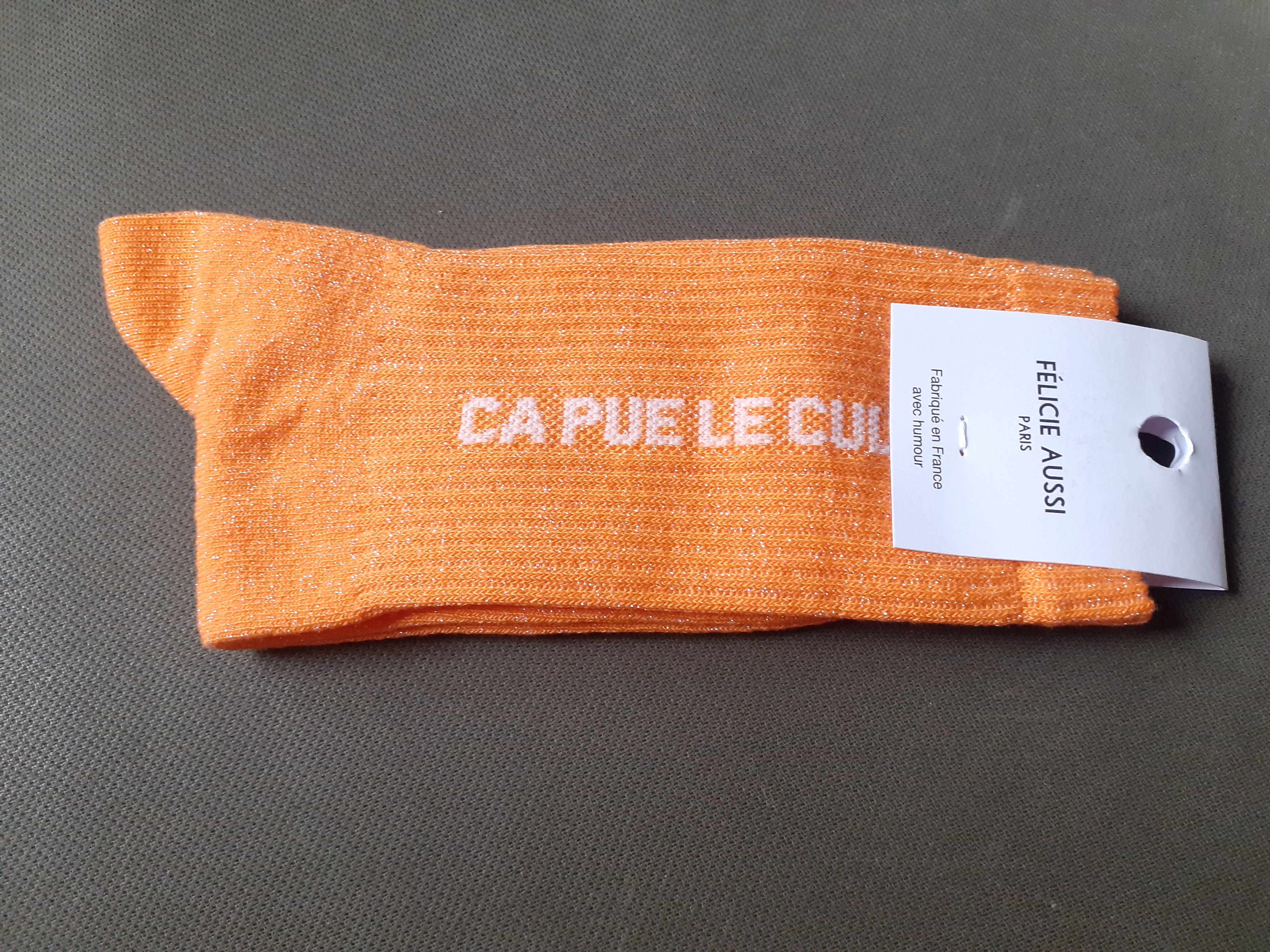 Glitter socks - ÇA PUE LE CUL - orange 36/40