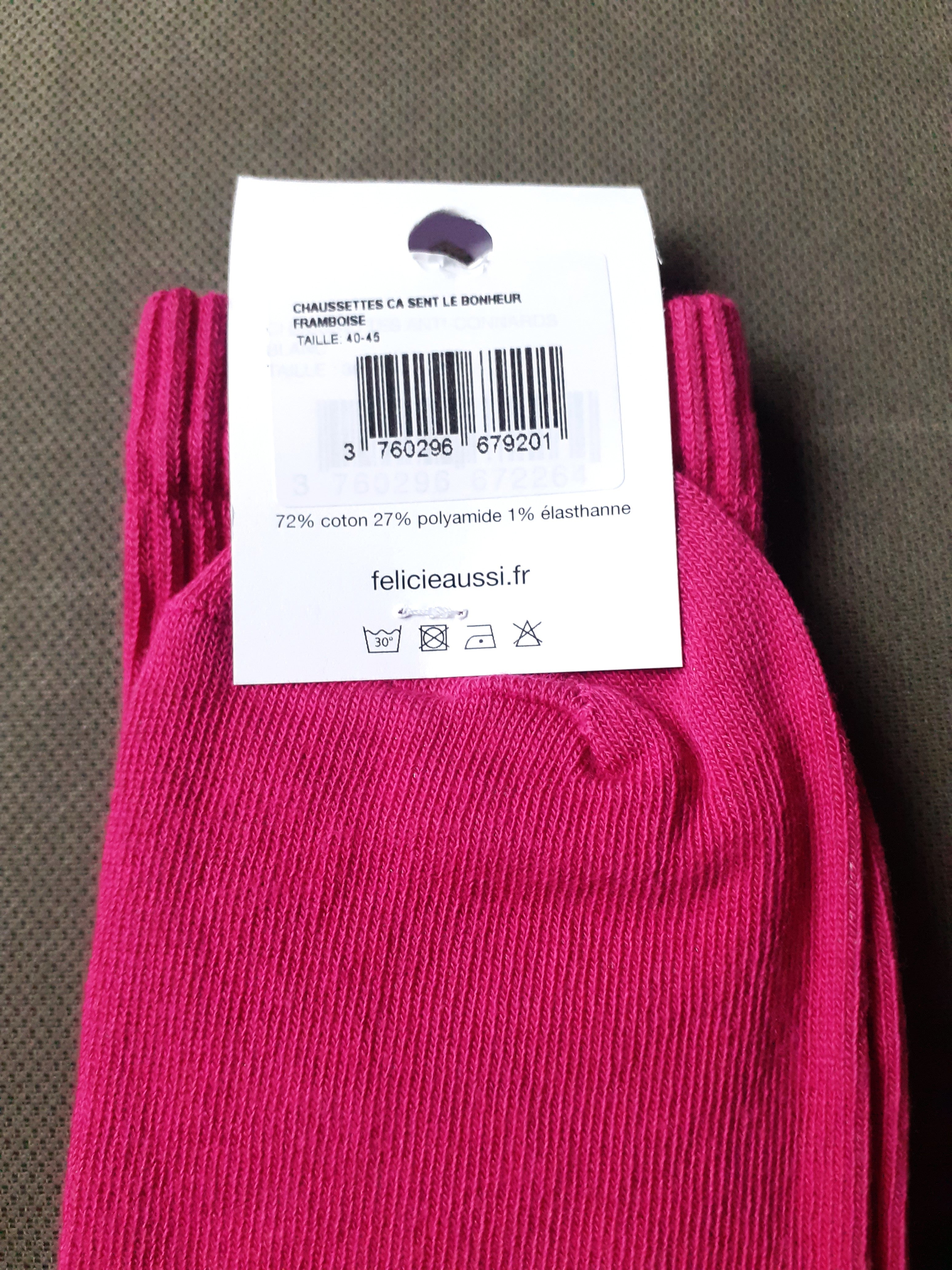 Chaussettes - Ça sent le BONHEUR - framboise 40/45