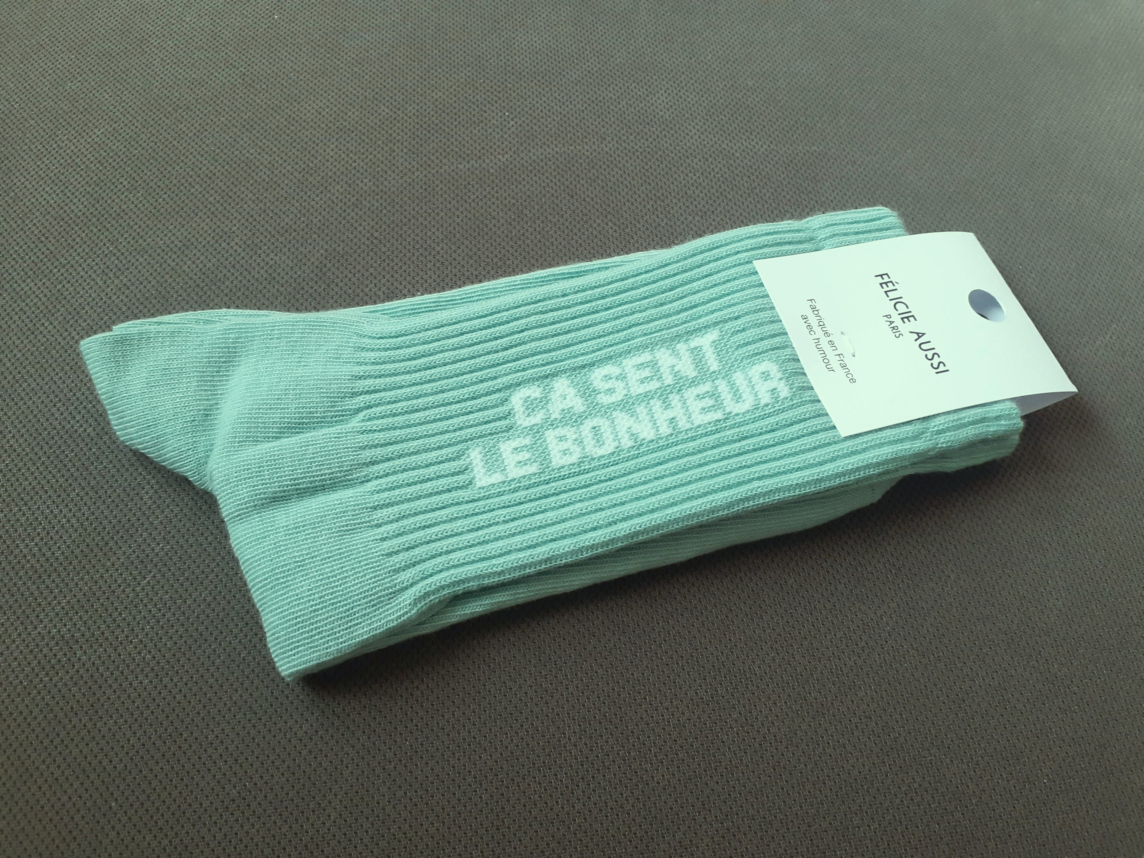 Chaussettes - Ça sent le BONHEUR - vert lichen 36/40