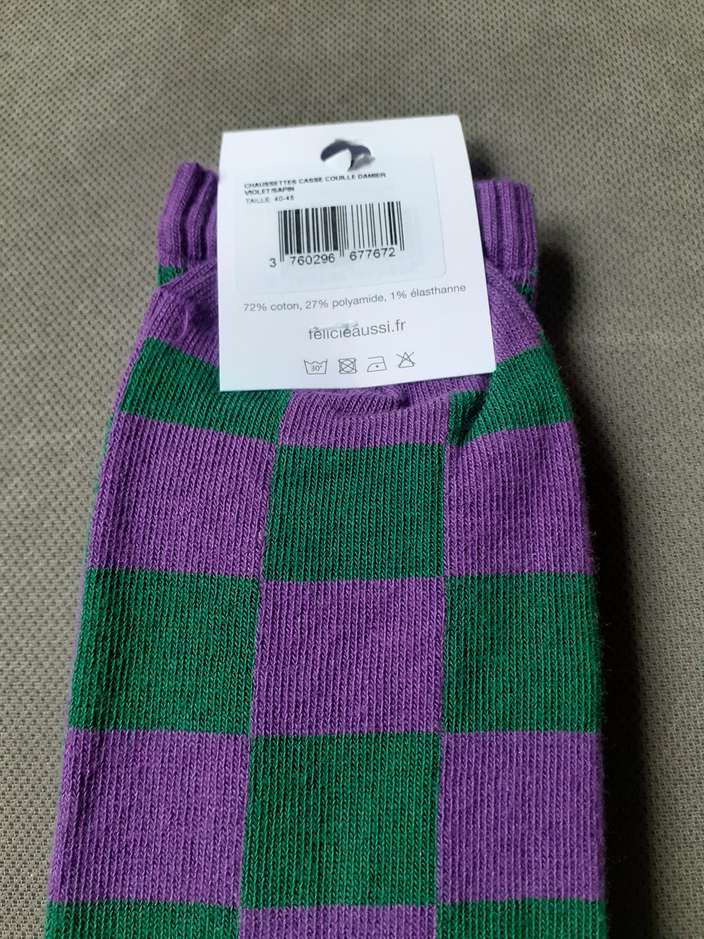 Chaussettes - CASSE COUILLE - damier sapin violet 40/45
