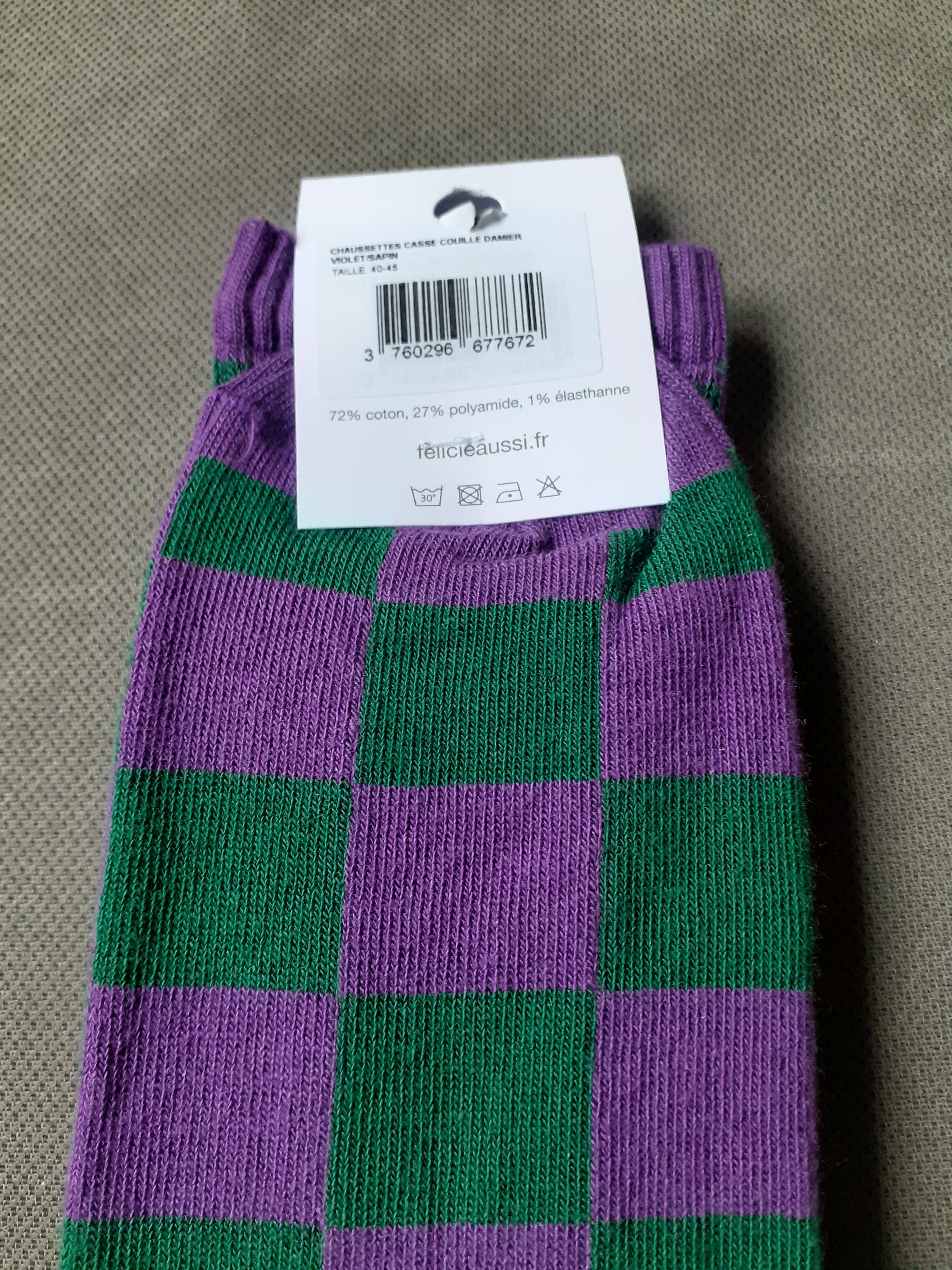 Chaussettes - CASSE COUILLE - damier sapin violet 40/45