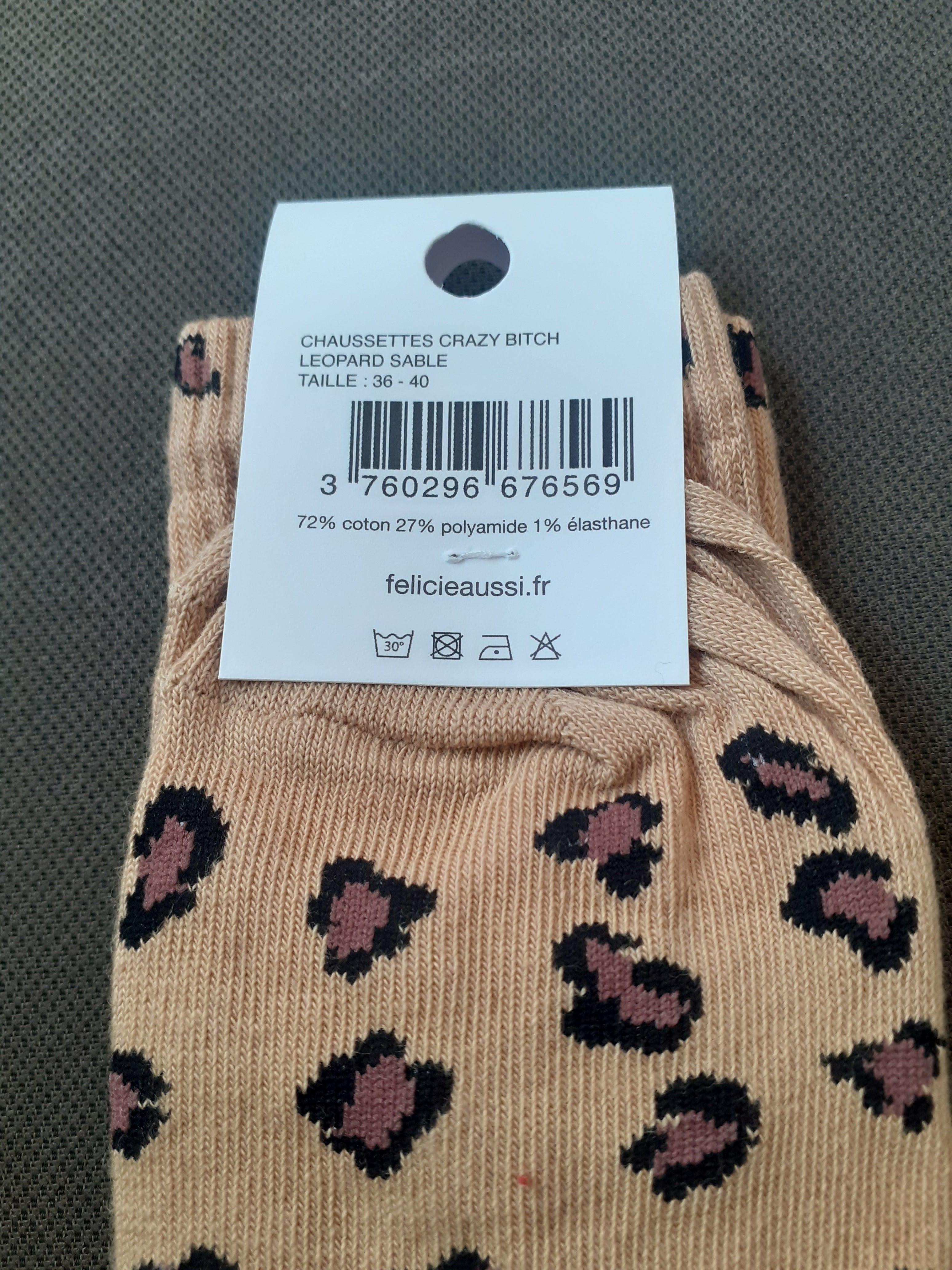 Chaussettes - CRAZY BITCH - léopard 36/40