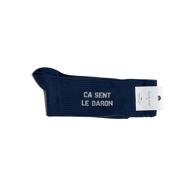 Félicie Aussi - Chaussettes - Ça sent le Daron - bleu de Prusse 40/45