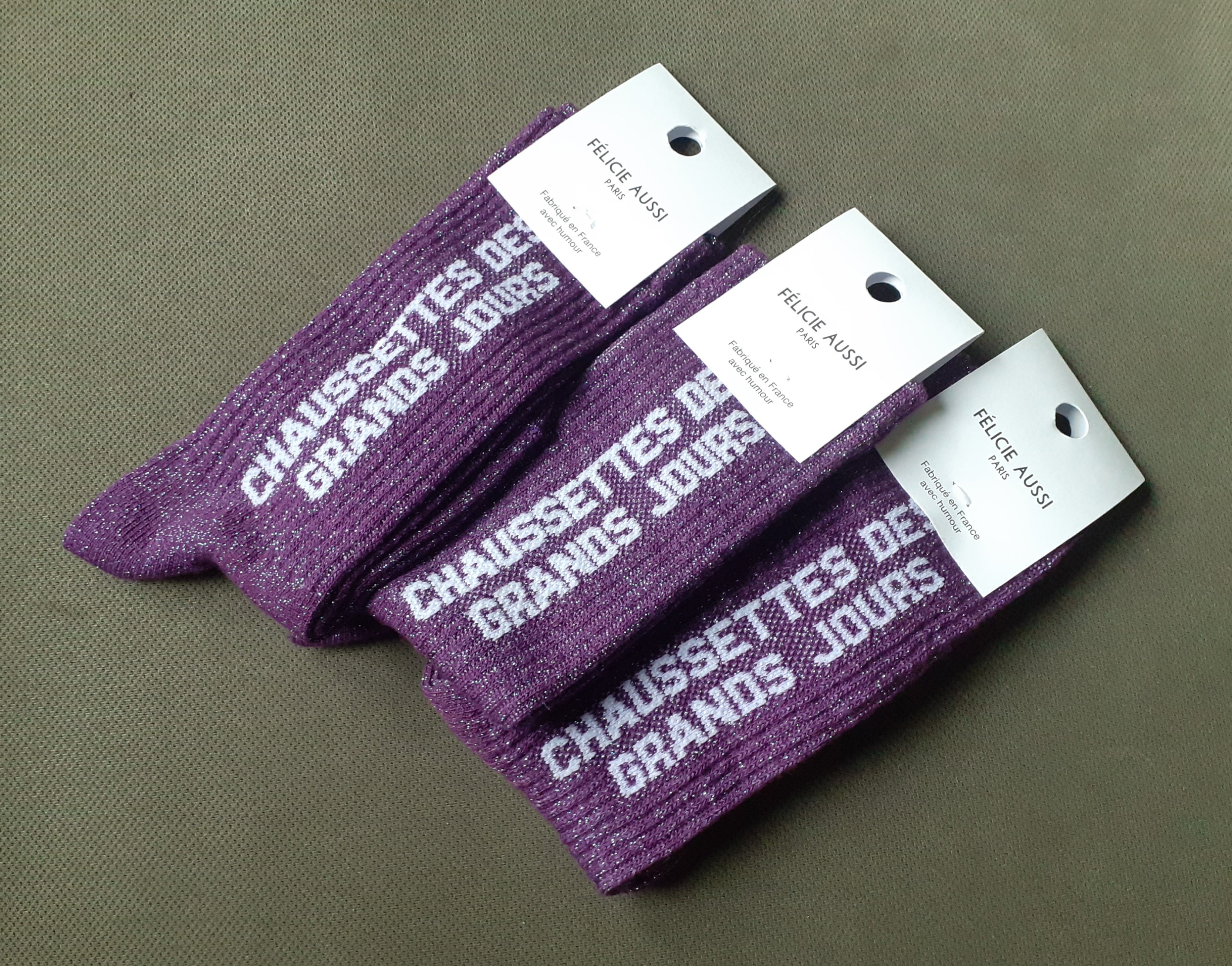 Kids' Glitter Socks - Grands Jours - purple (3 sizes)