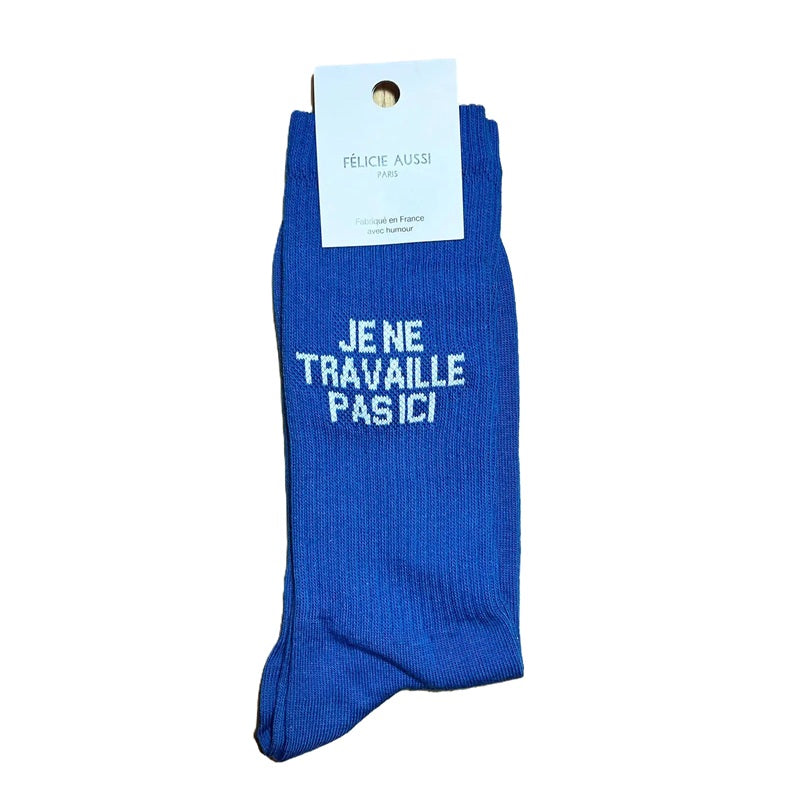 Félicie Aussi chaussettes Je ne travaille pas ici bleu 40-45