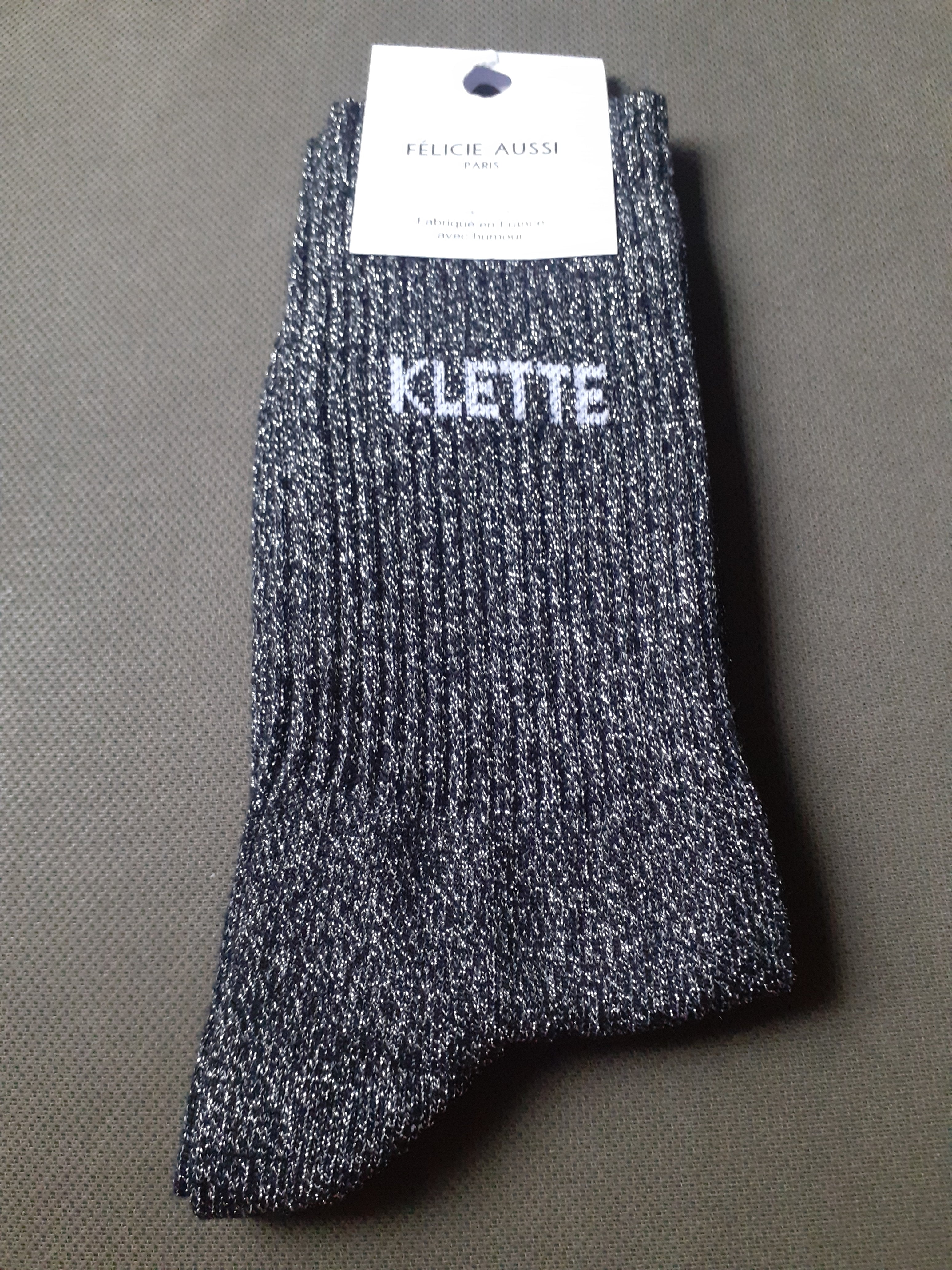 Glitter socks - KLETTE - black 36/40