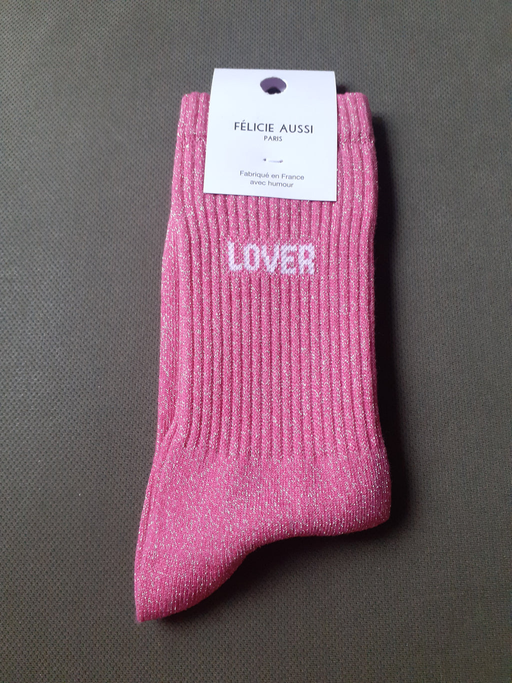 Glitter socks - LOVER - fuchsia 36/40