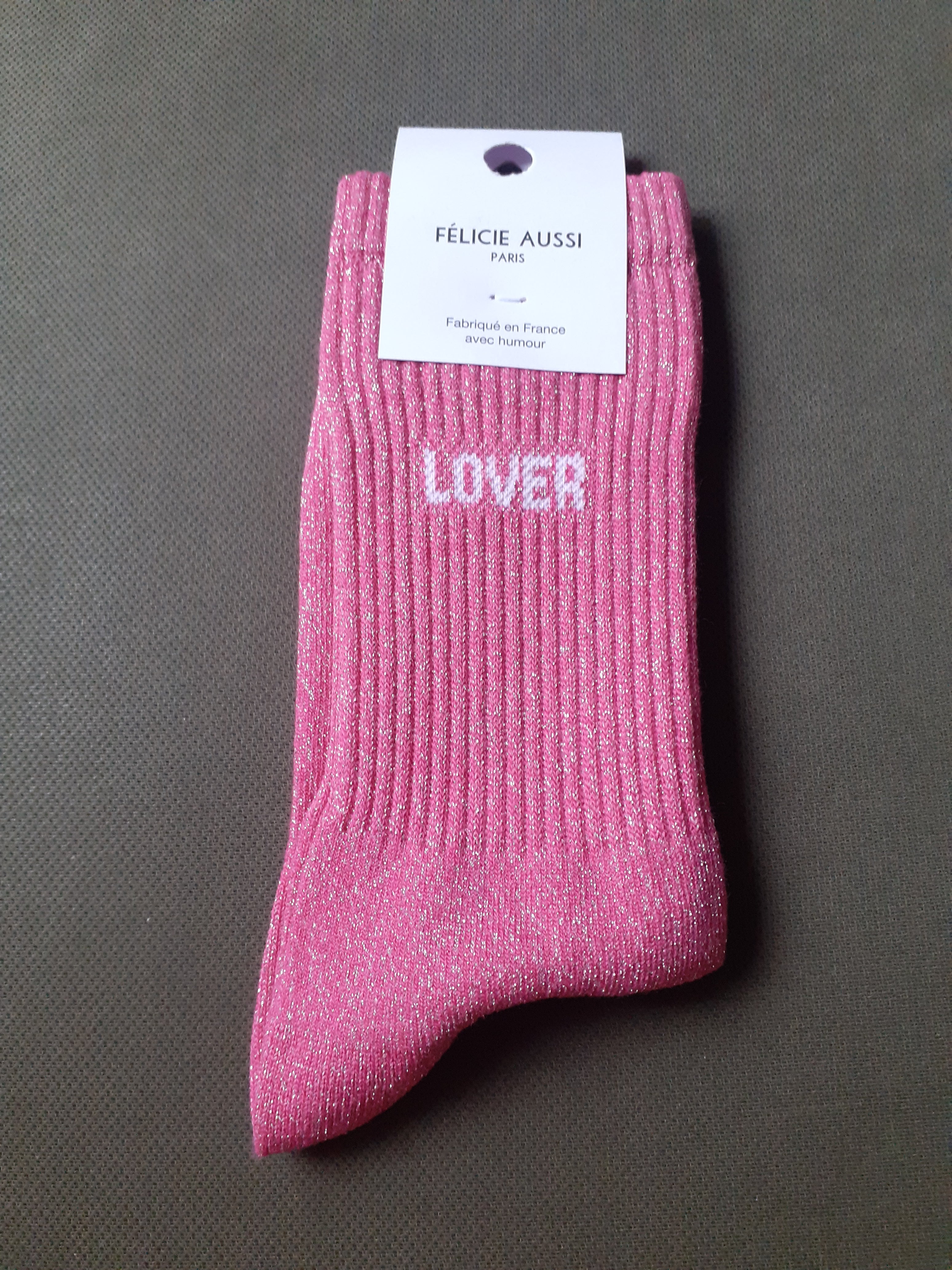 Glitter socks - LOVER - fuchsia 36/40