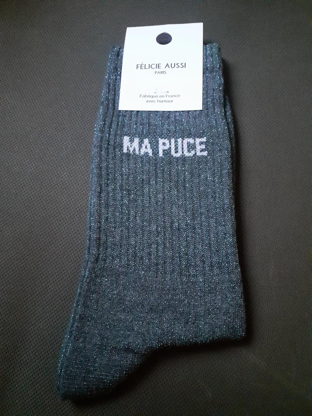 Glitter socks - MA PUCE - anthracite 36/40