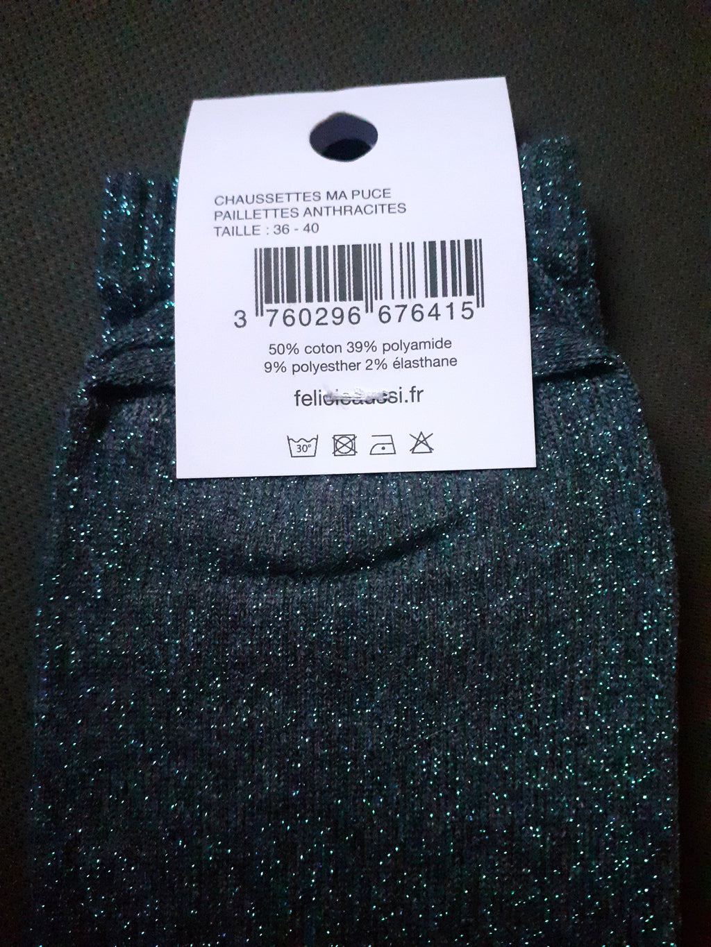 Glitter socks - MA PUCE - anthracite 36/40