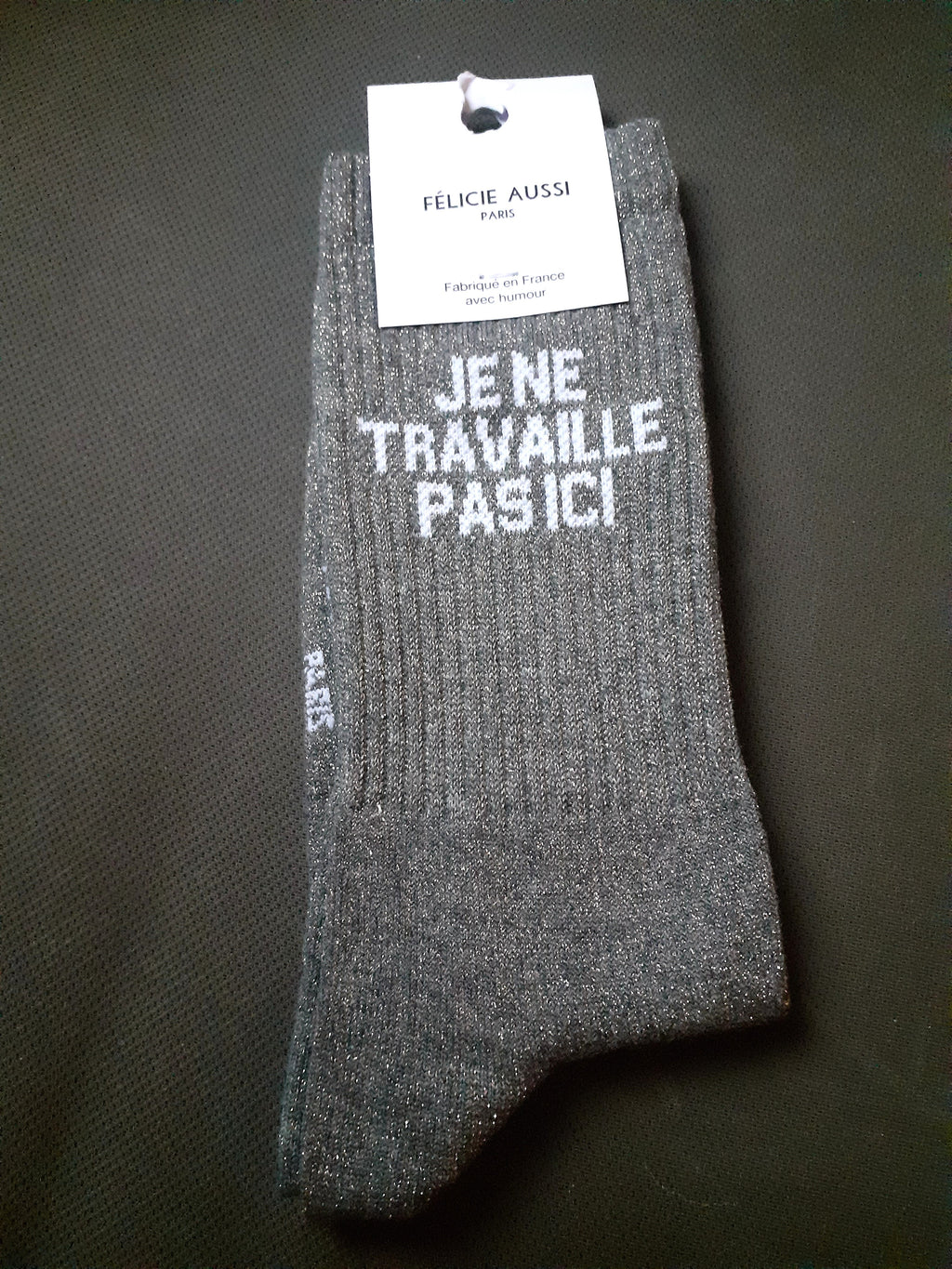 Glitter socks - Je ne travaille pas ici - anthracite 36/40