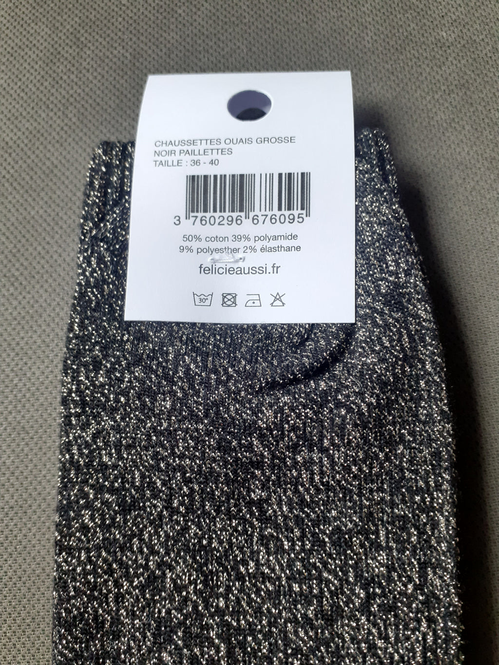 Glitter socks - YES BIG - black 36/40