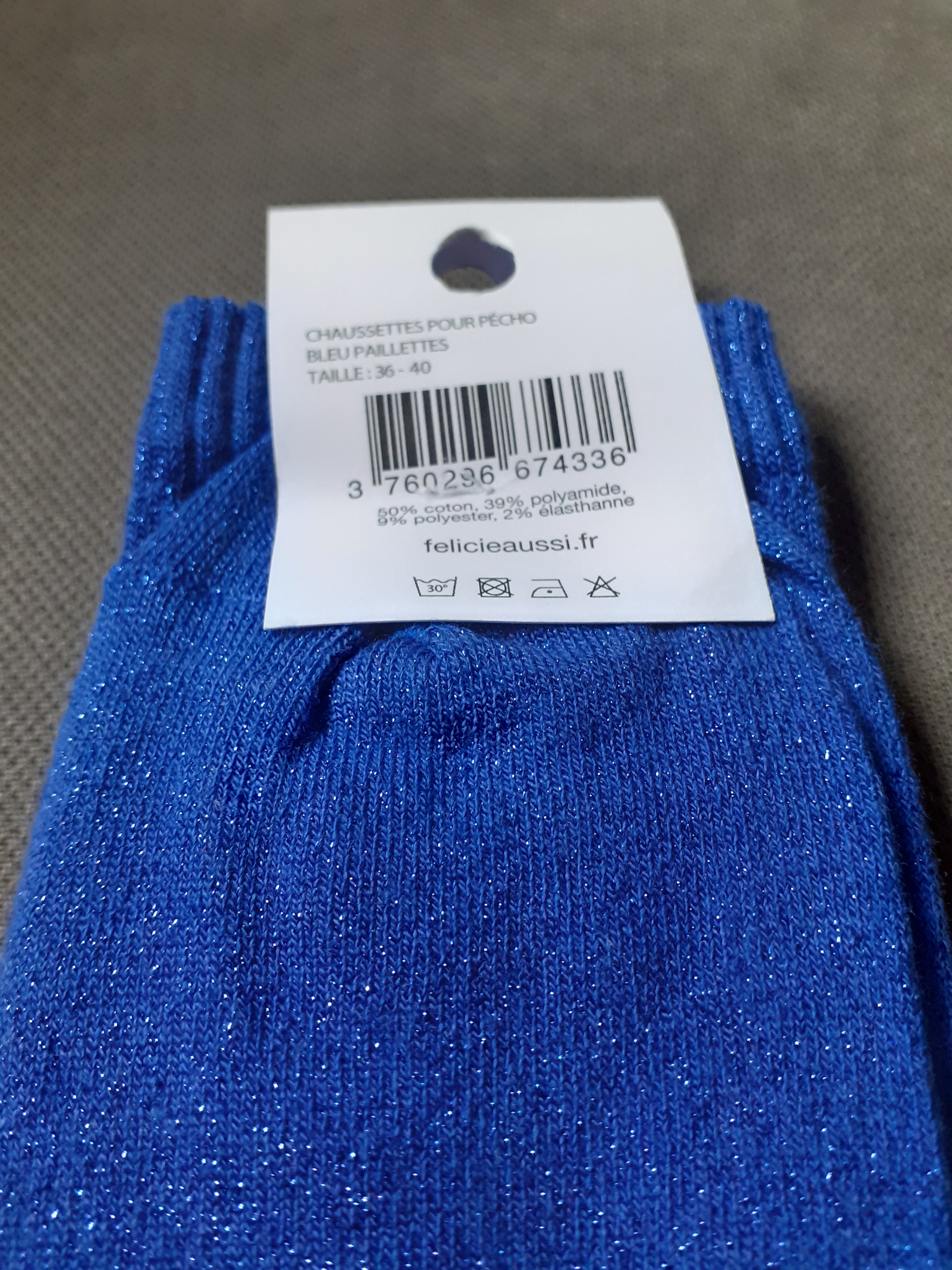 Glitter socks - POUR PECHO - blue 36/40