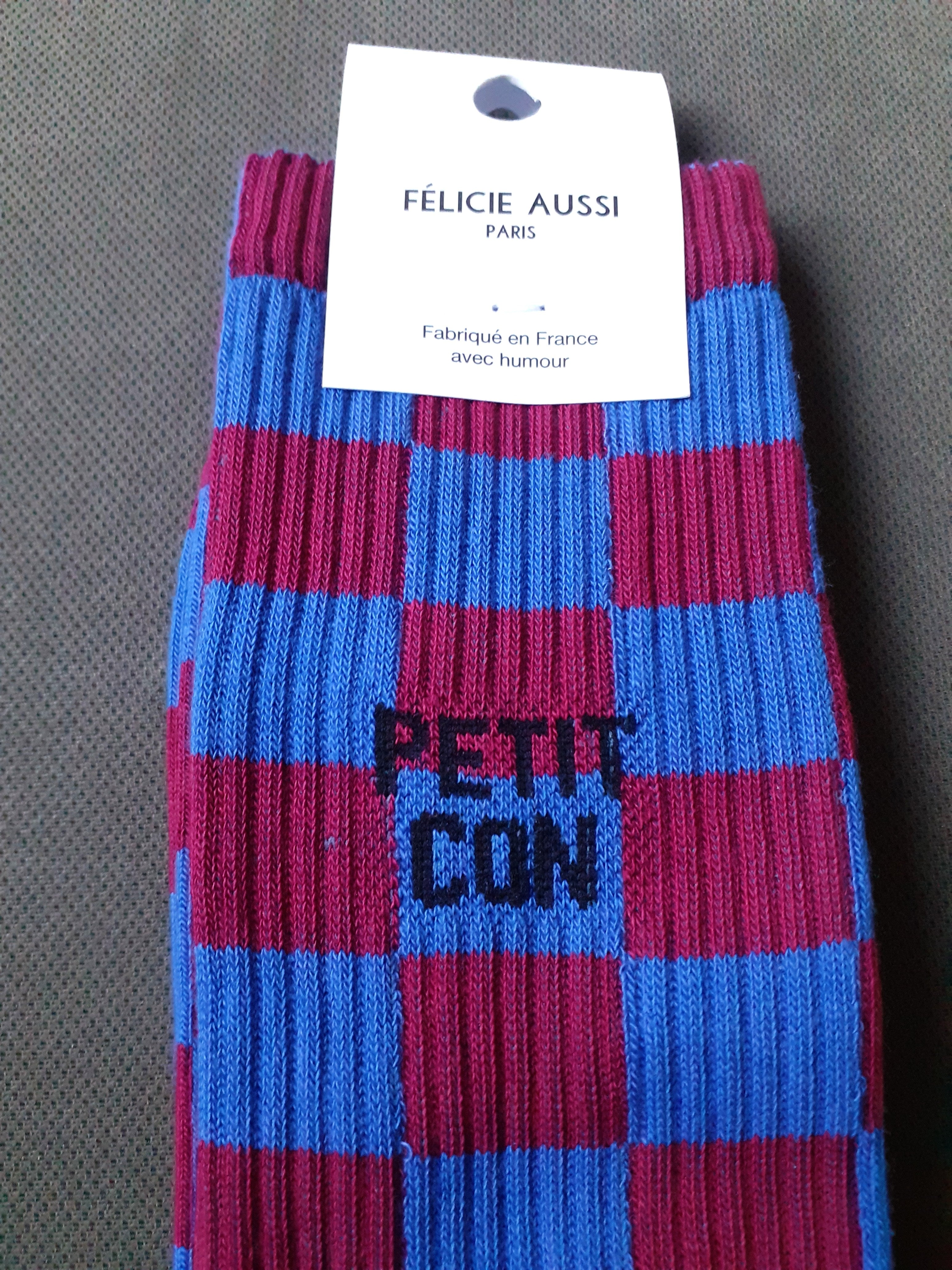 Chaussettes - PETIT CON - damier prune & bleu 40/45