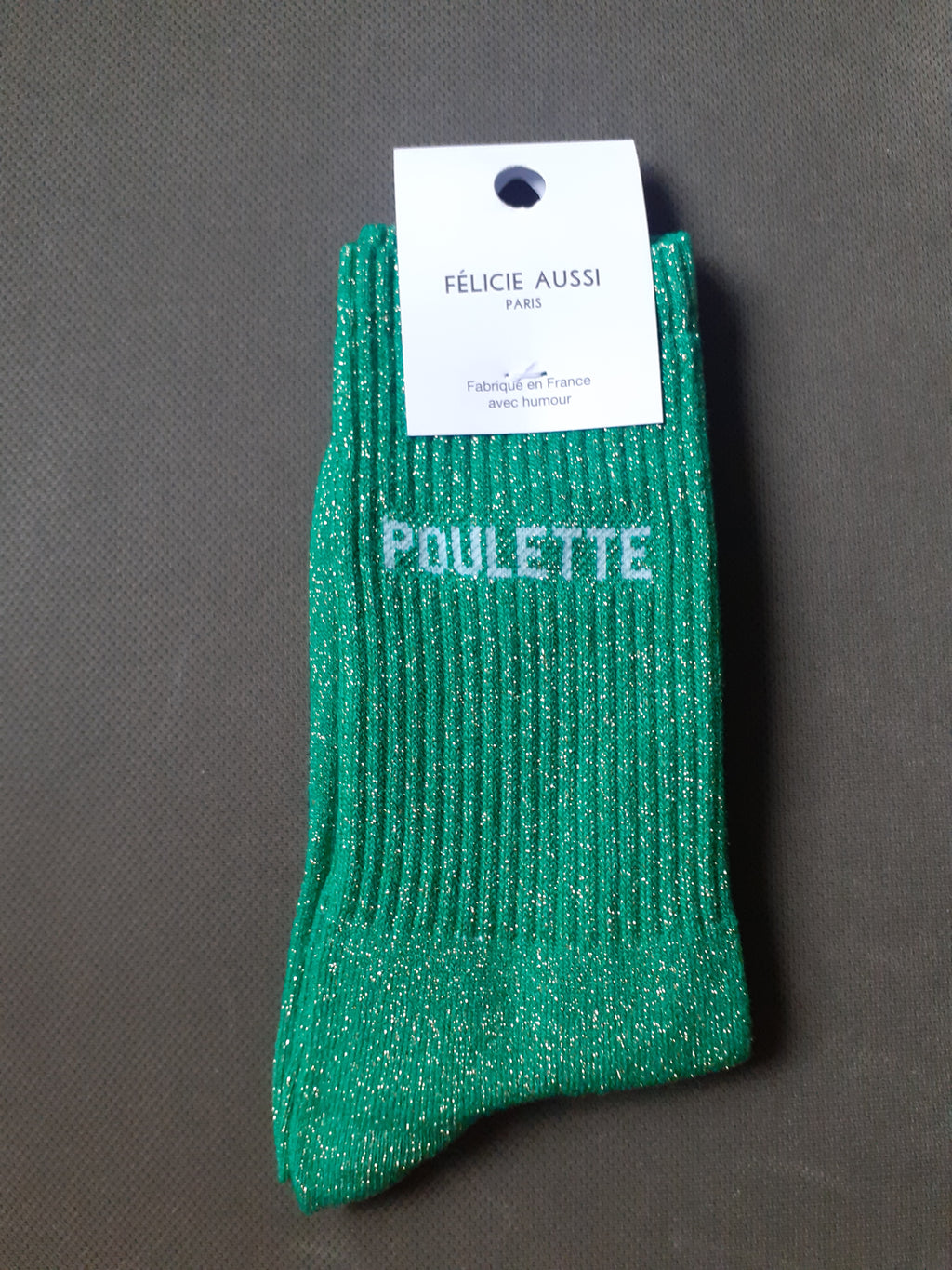 Glitter socks - POULETTE - green 36/40
