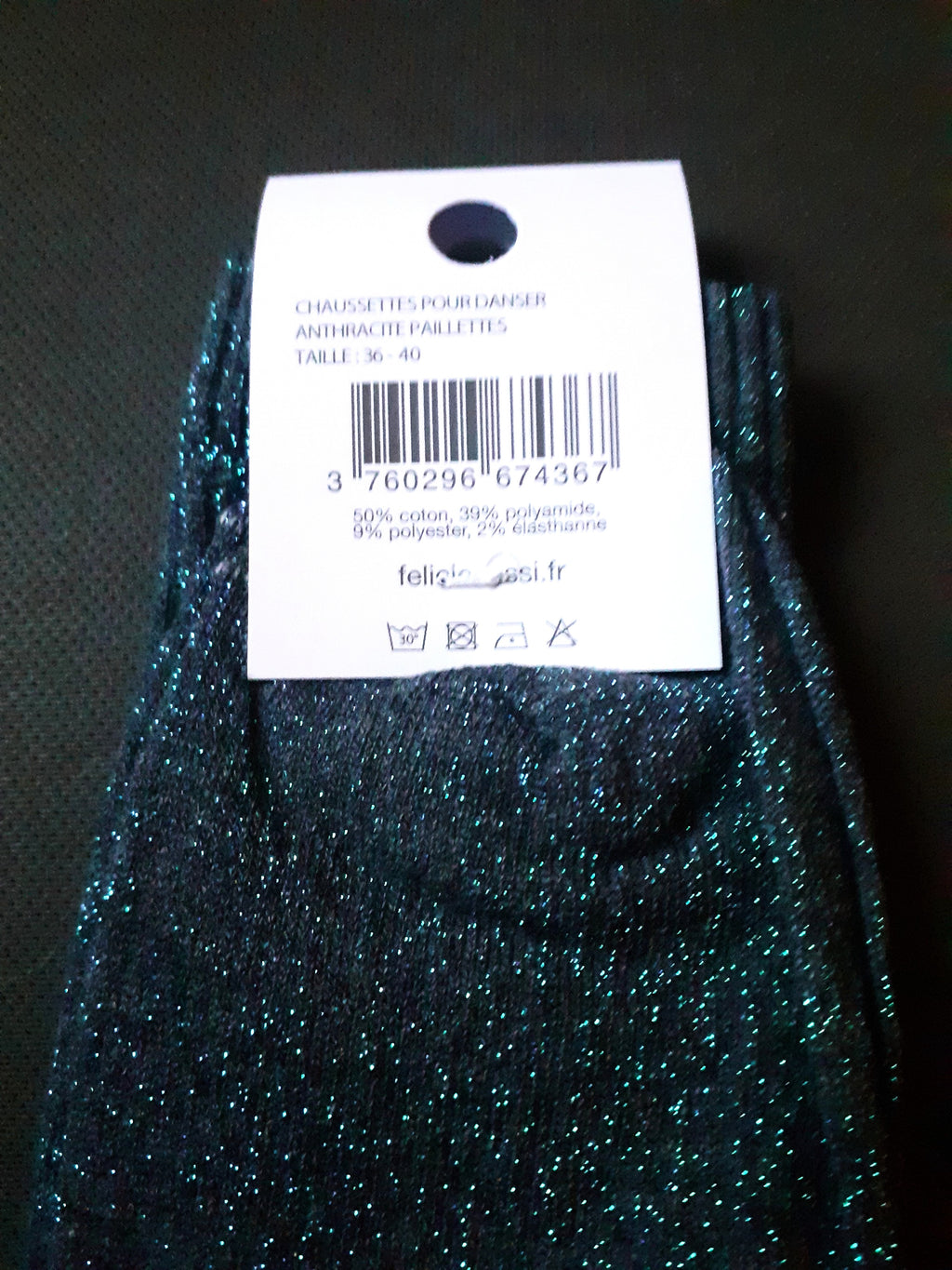 Glitter socks - POUR DANSER - anthracite 36/40