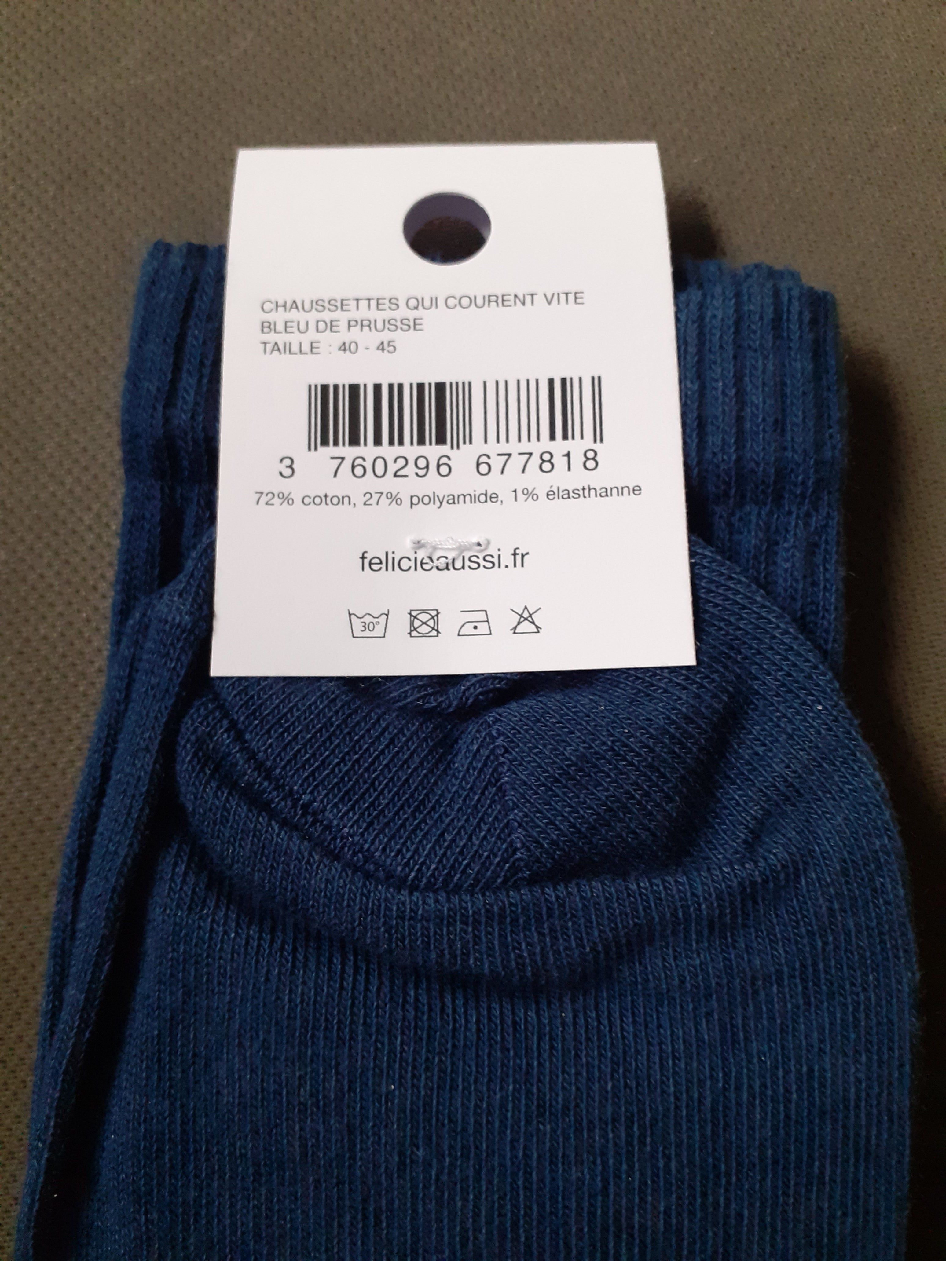 Chaussettes - Courent Vite - bleu de prusse 40/45