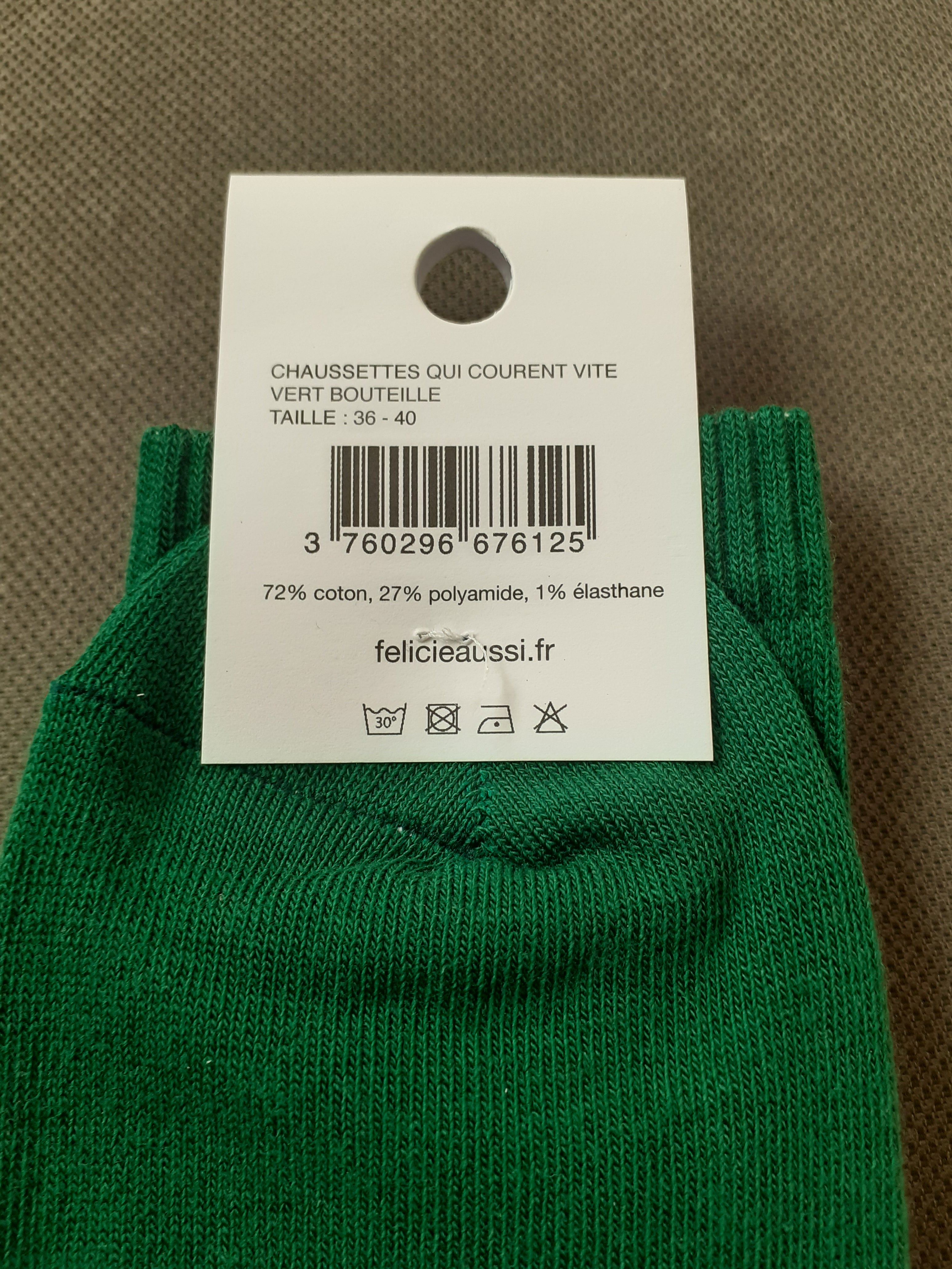 Chaussettes - Courent Vite - vert foncé 36/40