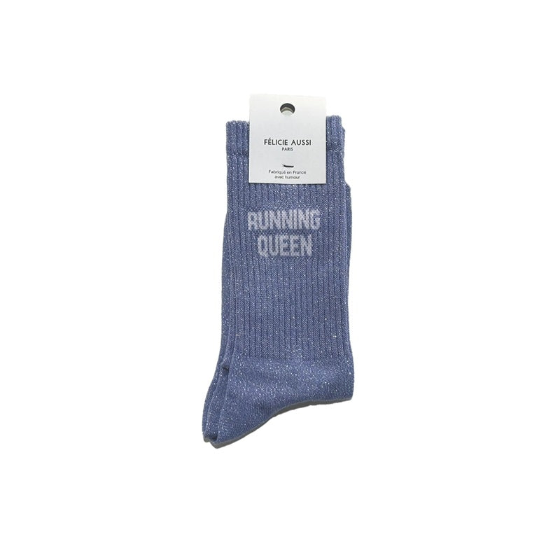Félicie Aussi chaussettes à paillettes Running Queen lavande 36-40