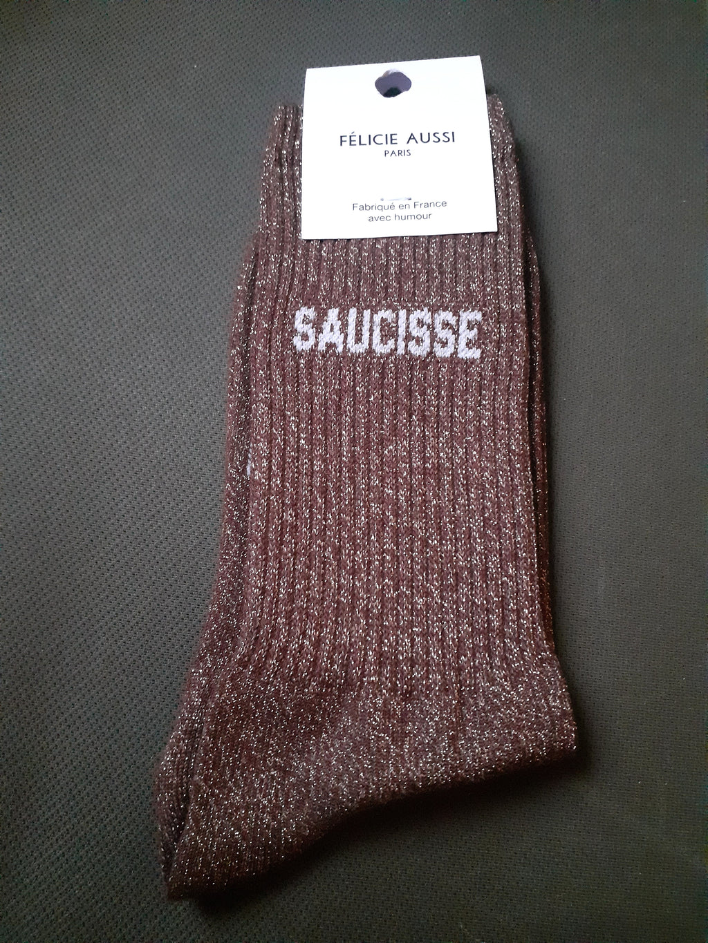 Sequined socks - SAUCISSE - cocoa 36/40